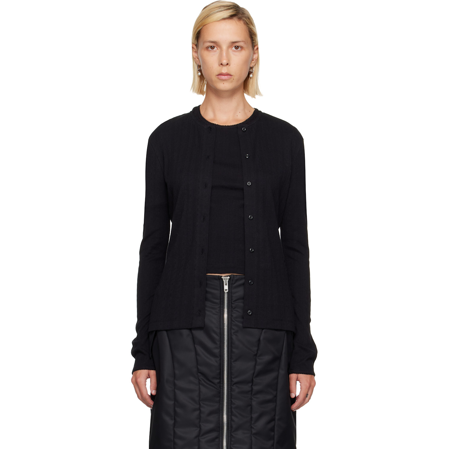 Simone Rocha Black Pointelle Cardigan