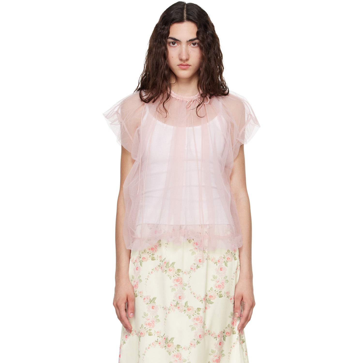 Simone Rocha Pink Gathered Cord Blouse