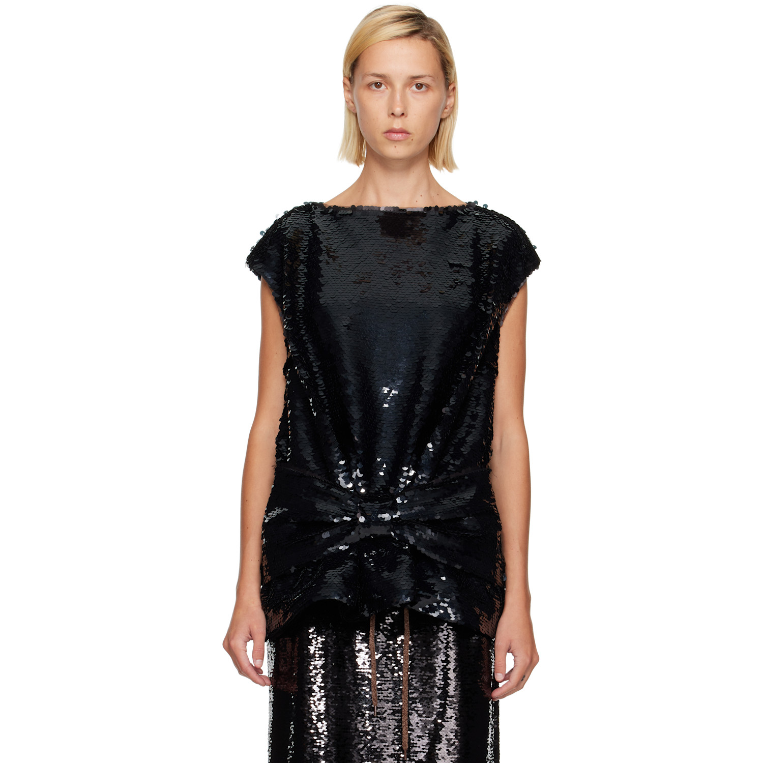 Simone Rocha Black Boxy Peplum Bow Detail Blouse