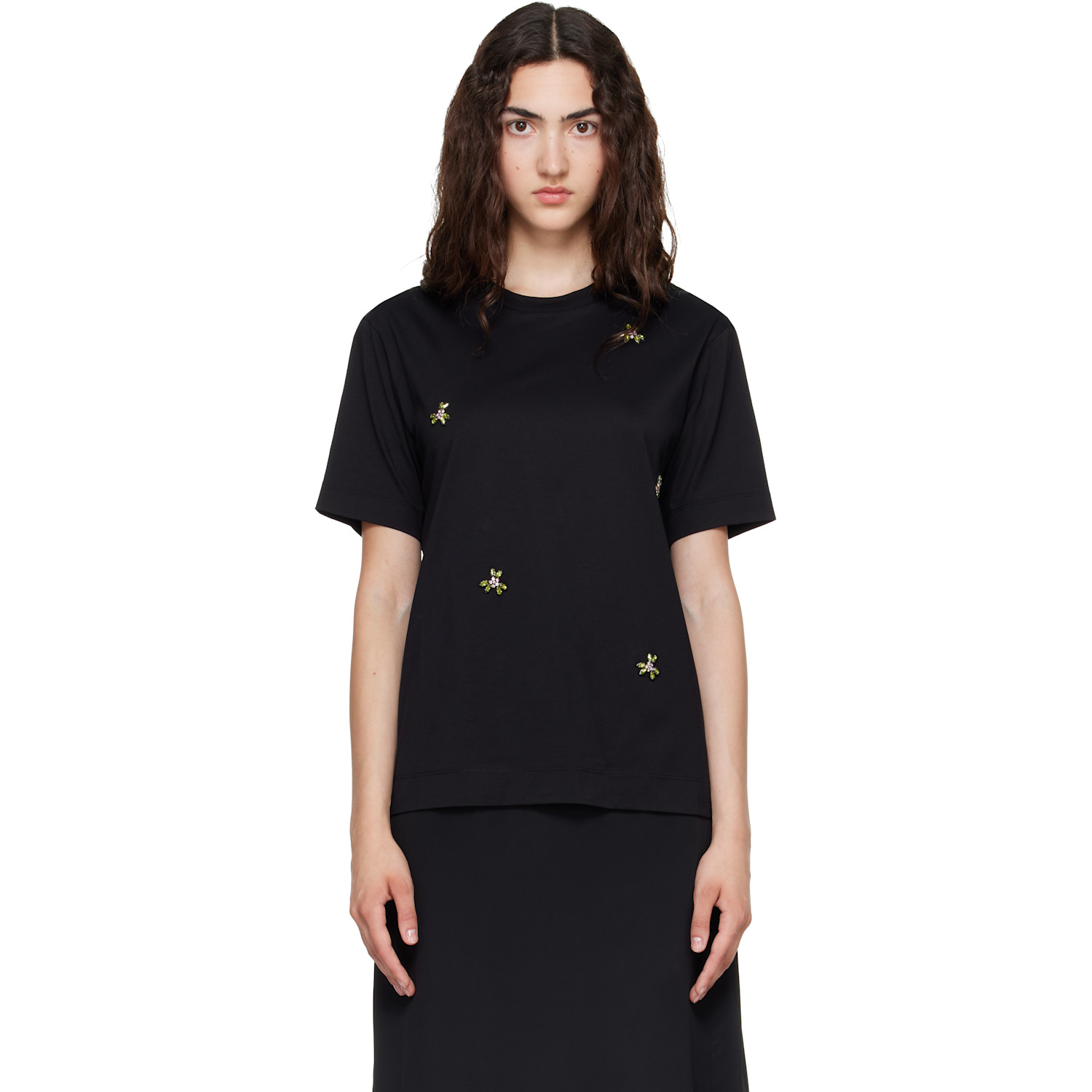 Simone Rocha Black Embellished Boy T-shirt