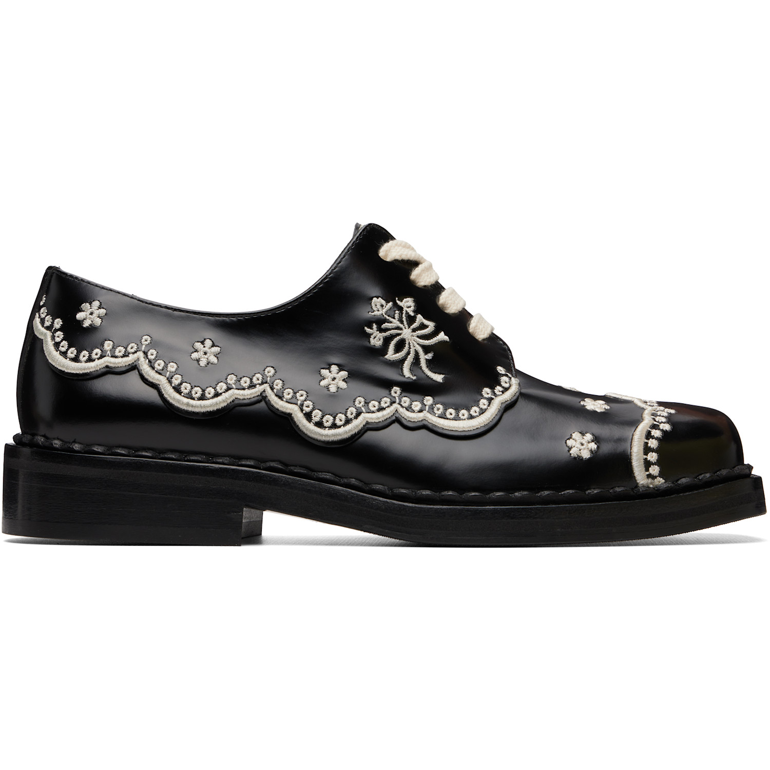 Simone Rocha Black Floral Lace Brogue Derbys
