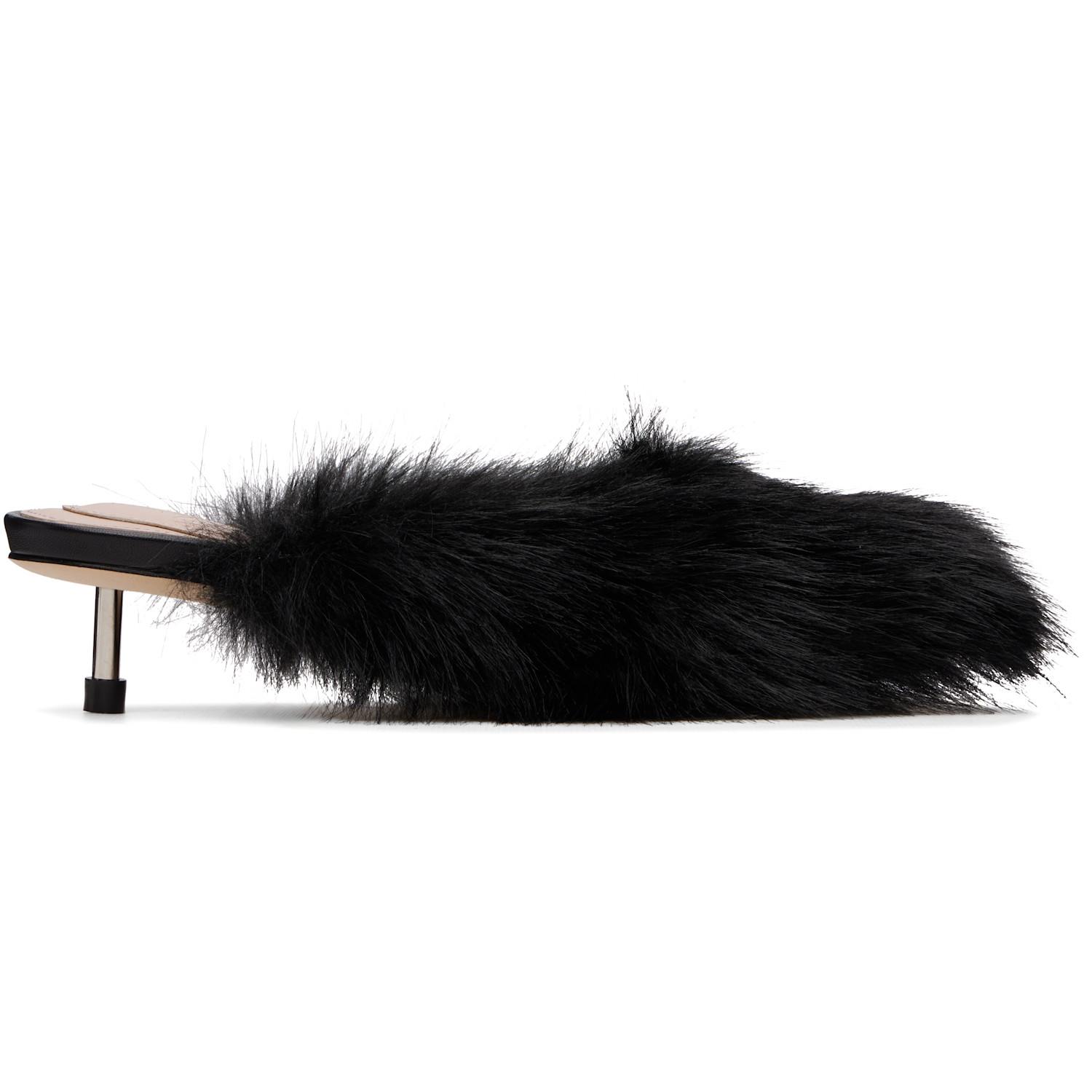 Simone Rocha Black Faux Fur Mule Heels