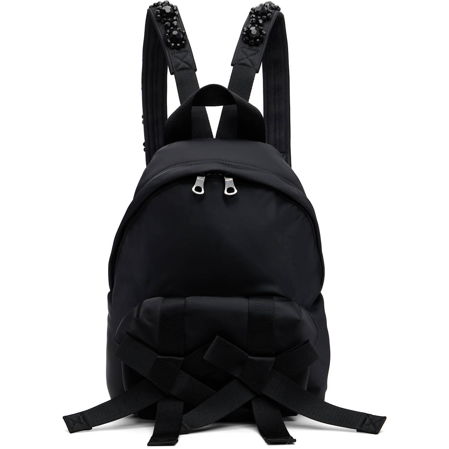 Simone Rocha Black Beaded Utility Bow Backpack