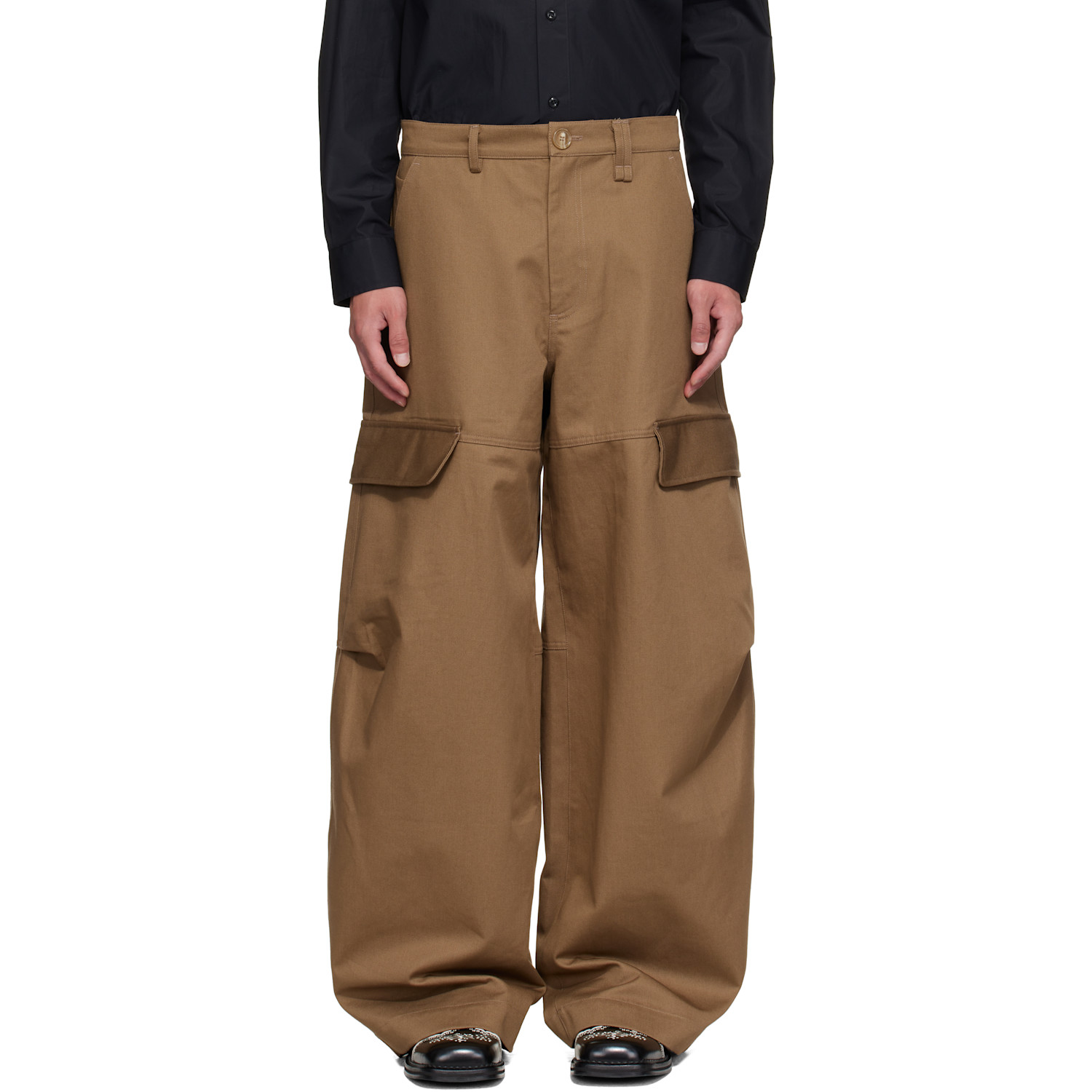 Simone Rocha Khaki Balloon Knee Pleat Cargo Pants