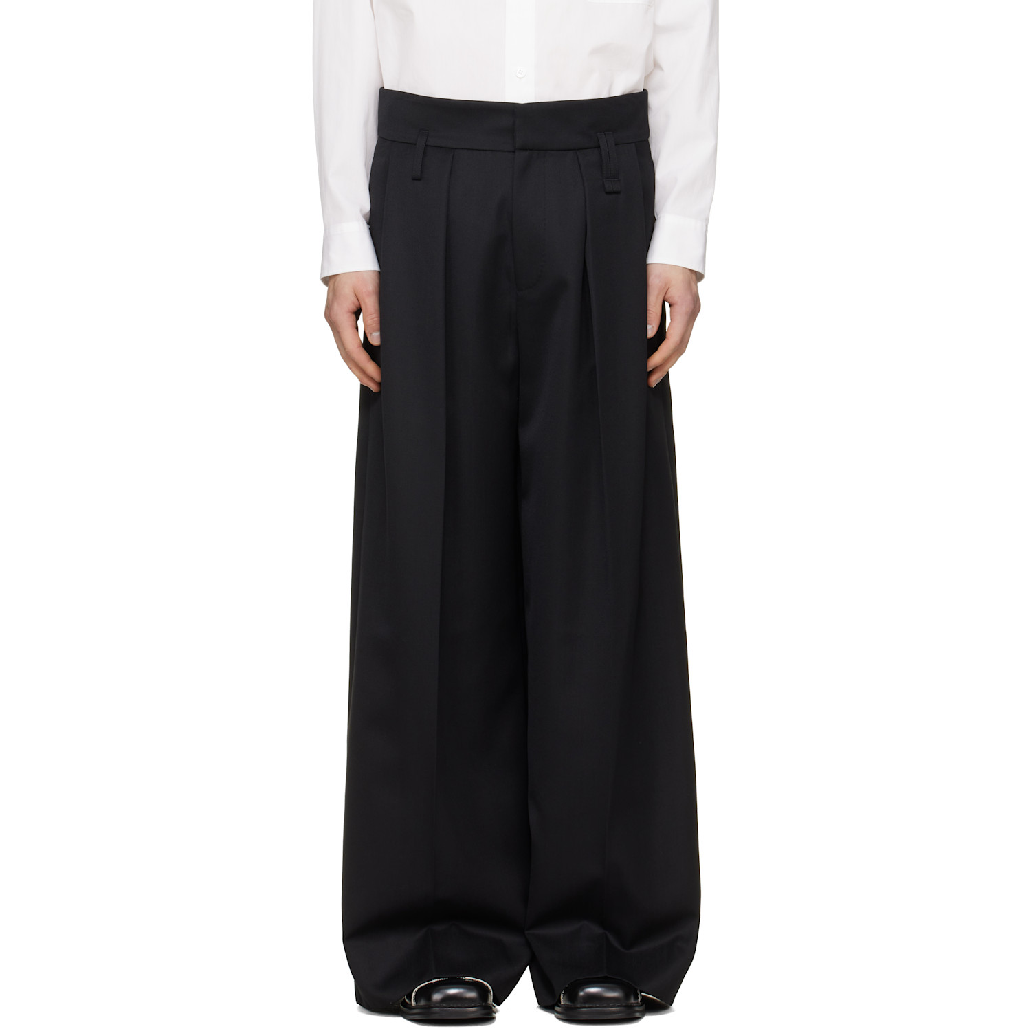 Simone Rocha Black Peeling Waist Wide Leg Trousers