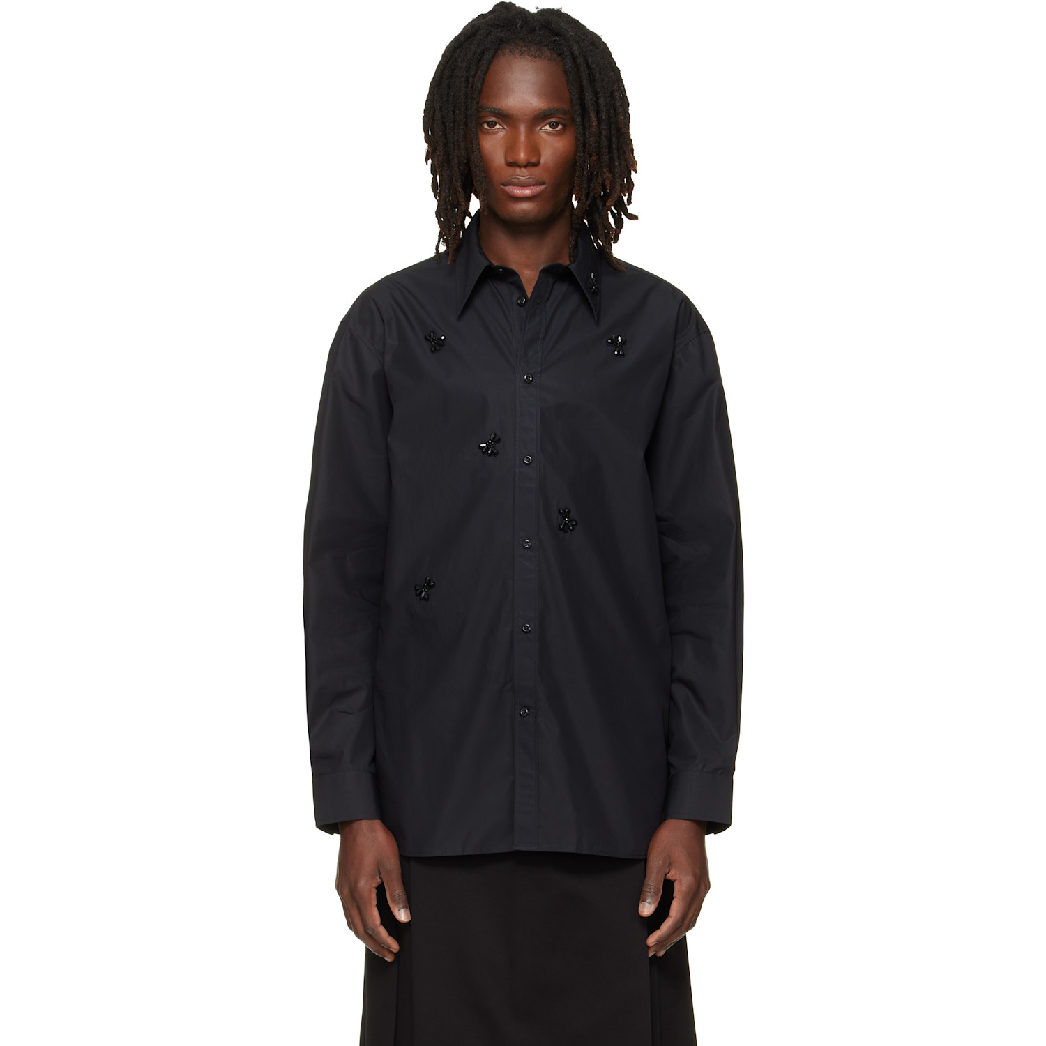 Simone Rocha Black Turbo Beaded Easy Shirt