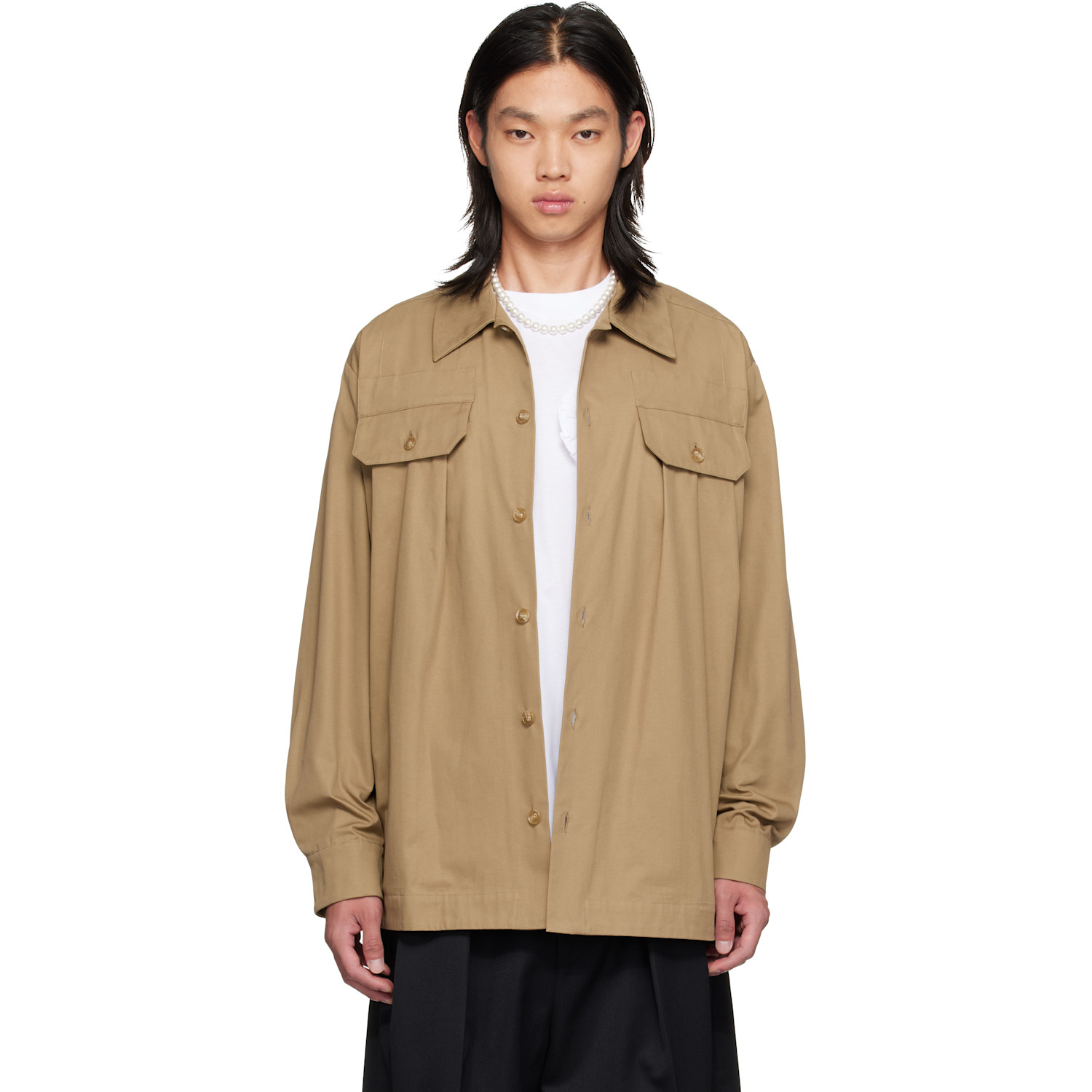 Simone Rocha Beige Military Overshirt