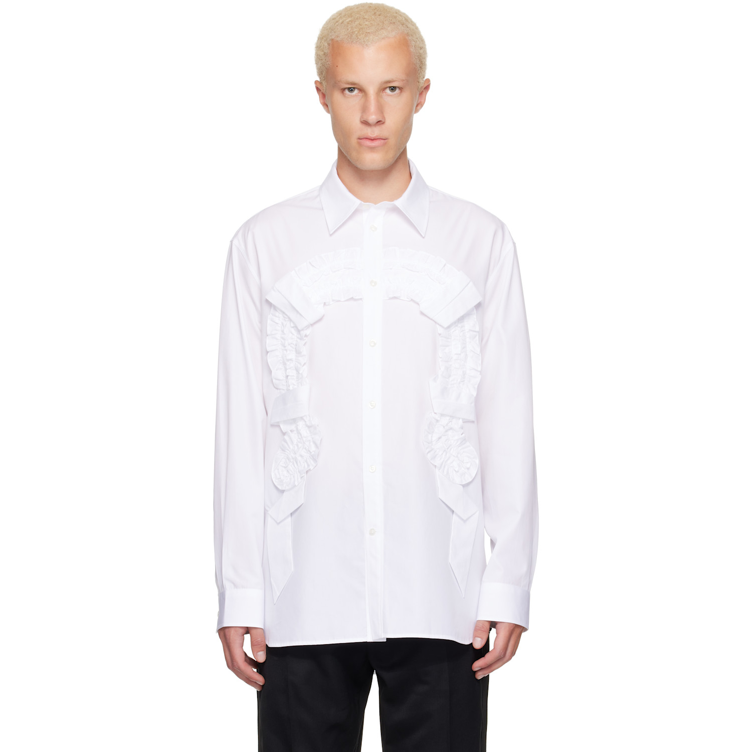 Simone Rocha White Ruffle Horseshoe Easy Shirt
