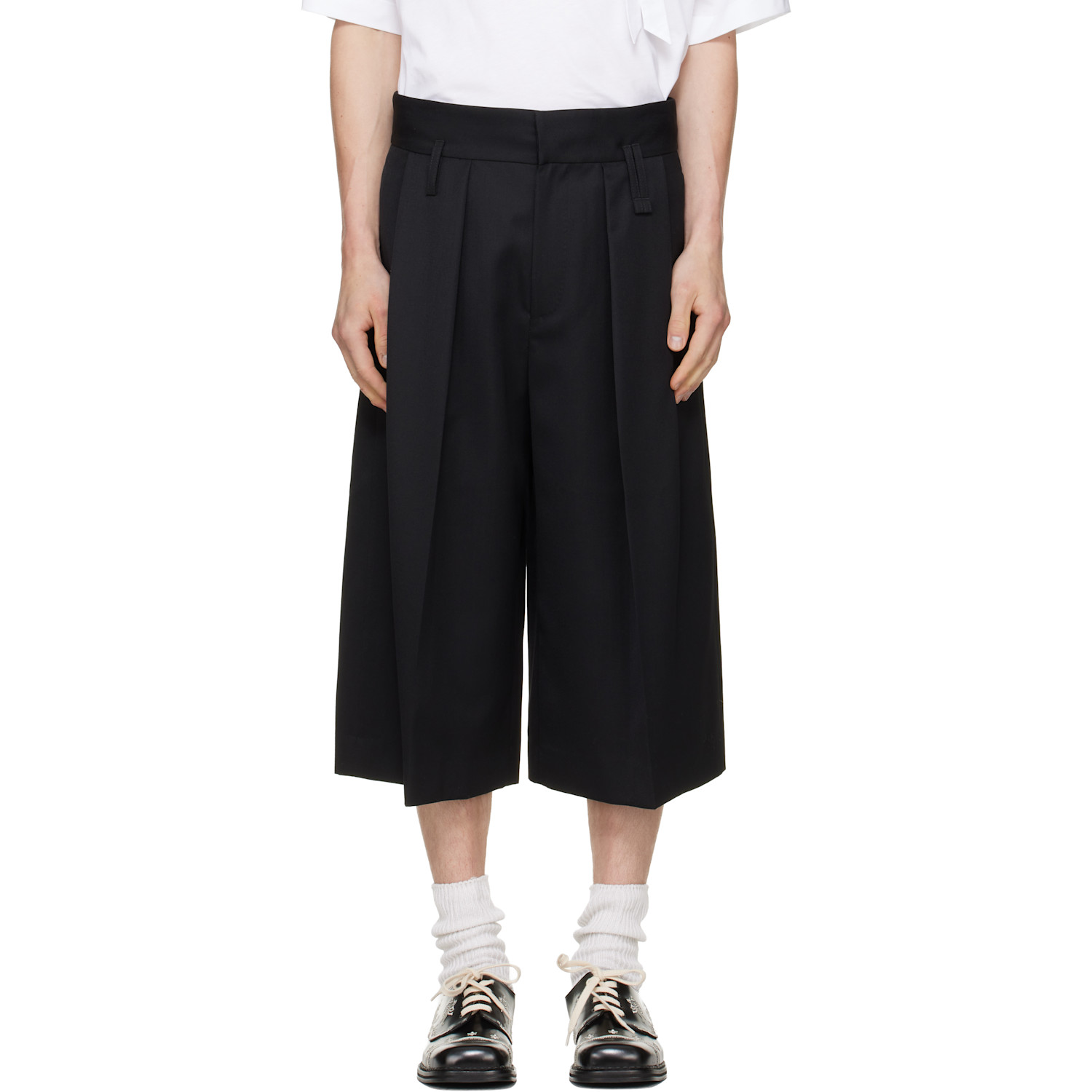 Simone Rocha Black Peeling Waist Wide Leg Shorts