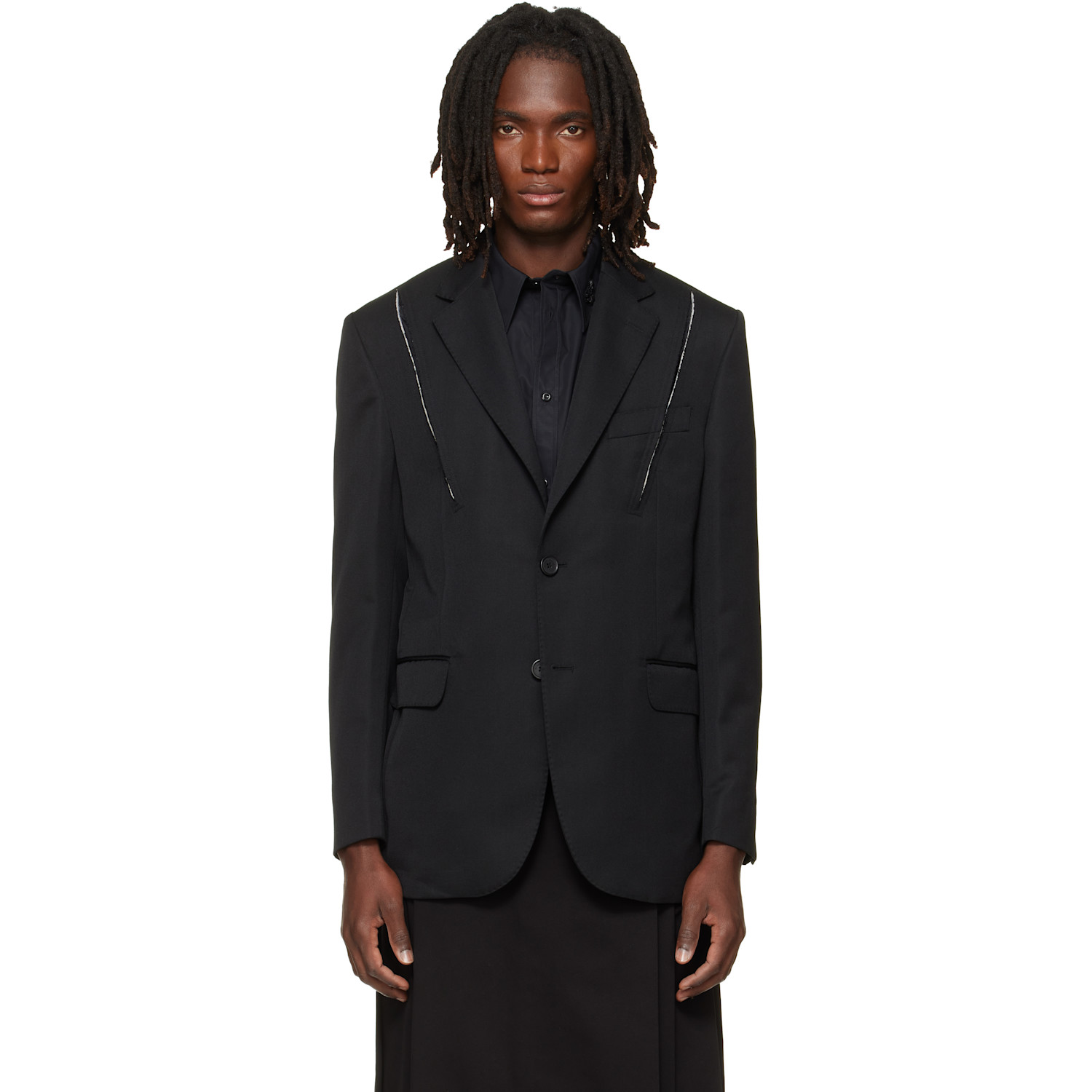Simone Rocha Black Structured Slash Blazer