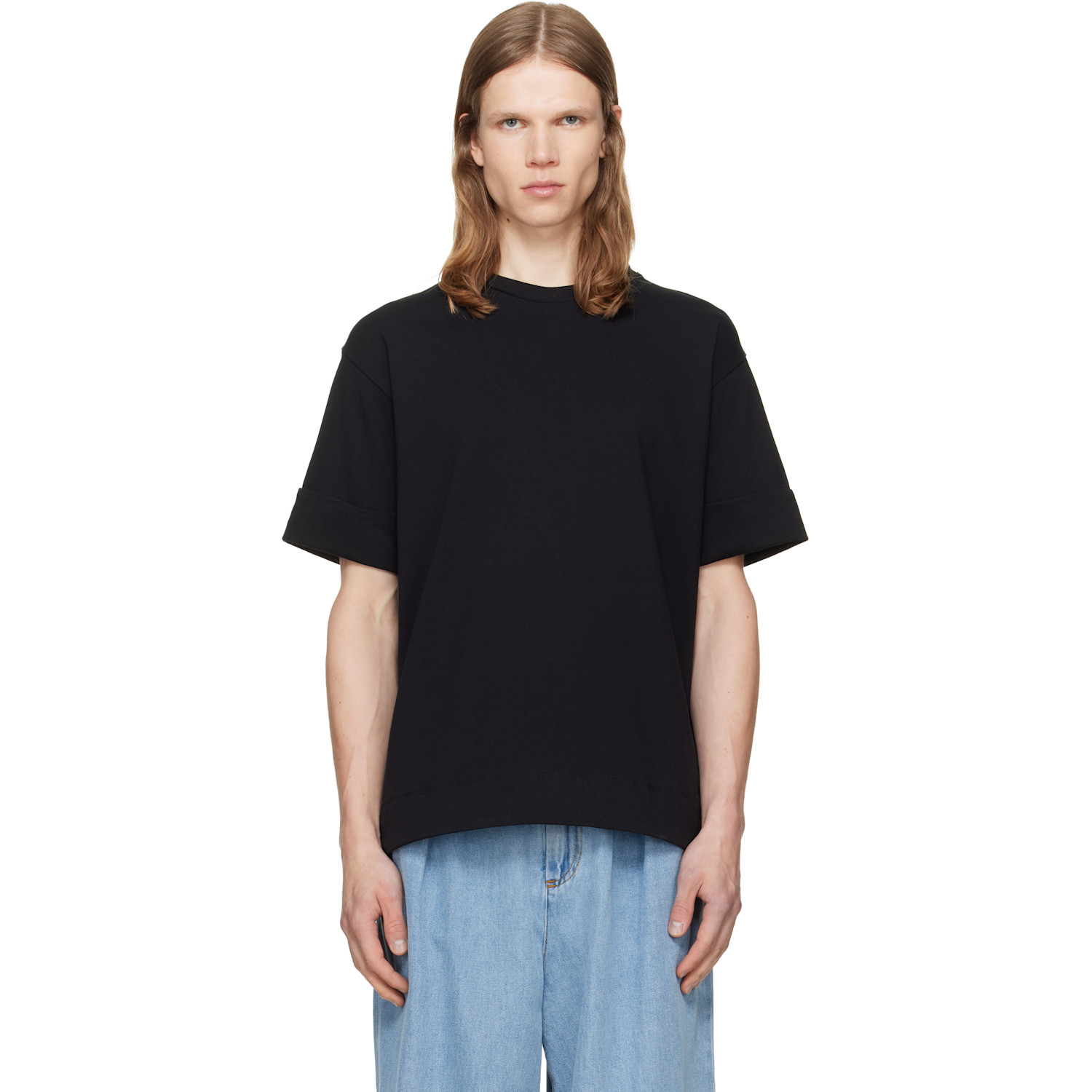 Simone Rocha Black Fitted Wire Turnup T-shirt