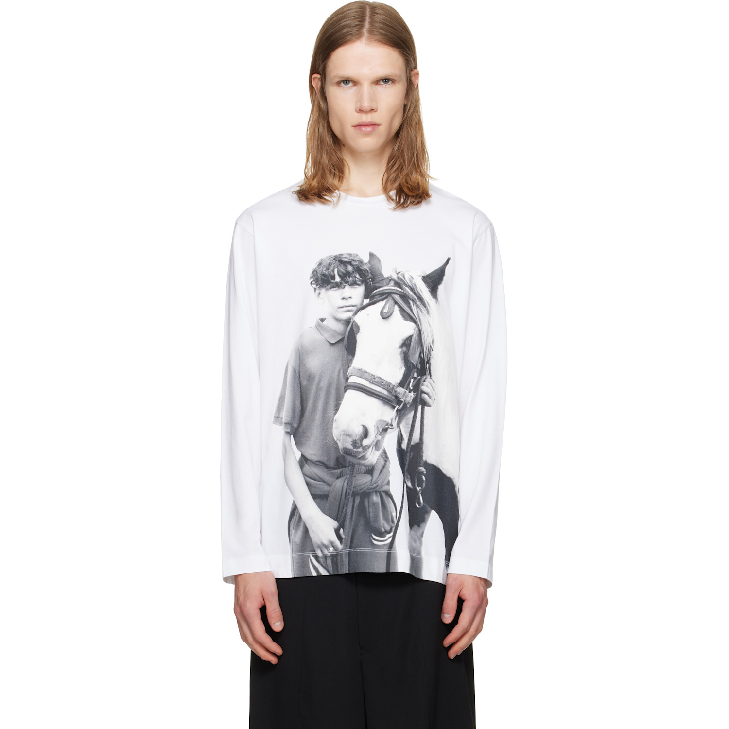 Simone Rocha White 'Pony Kid' Print Long Sleeve T-shirt
