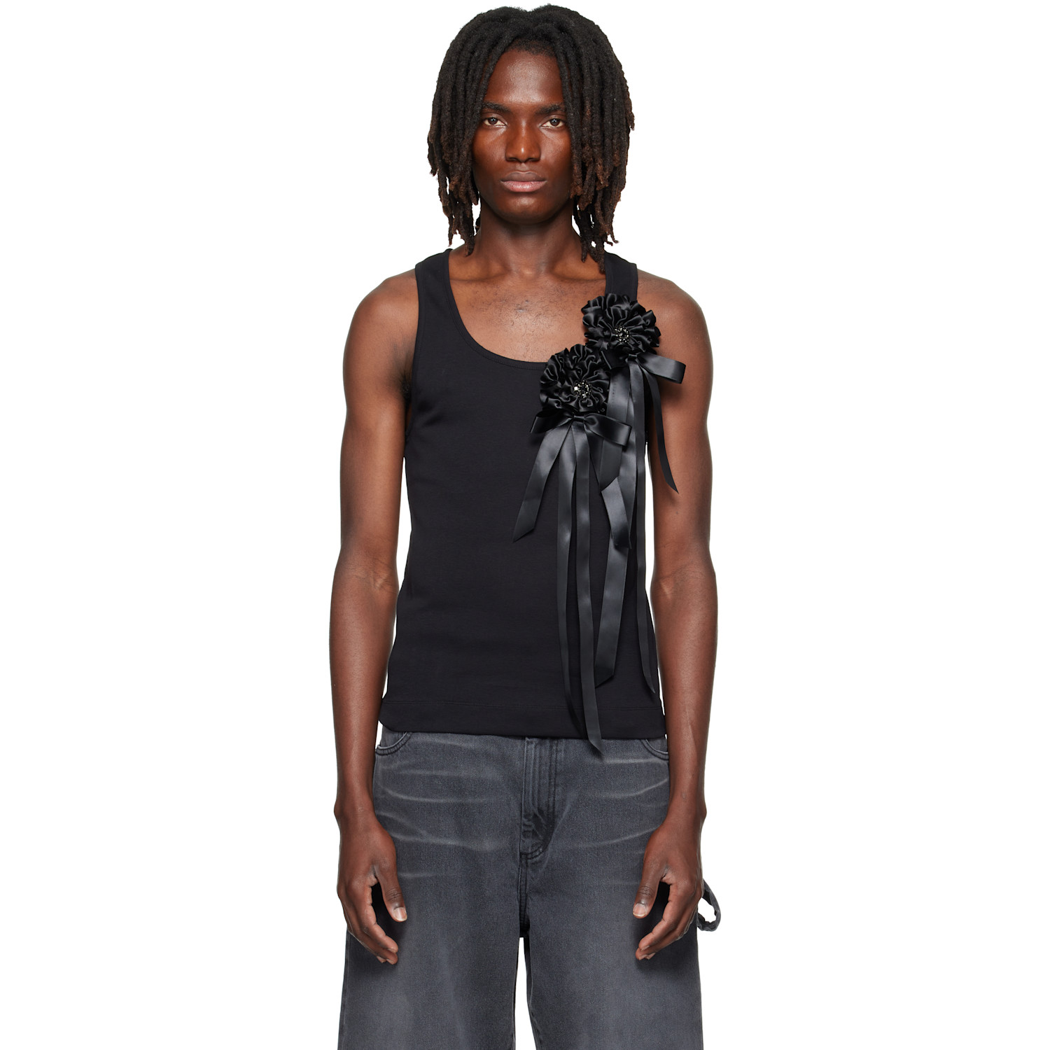 Simone Rocha Black Ribbon Rosette Boy Tank Top