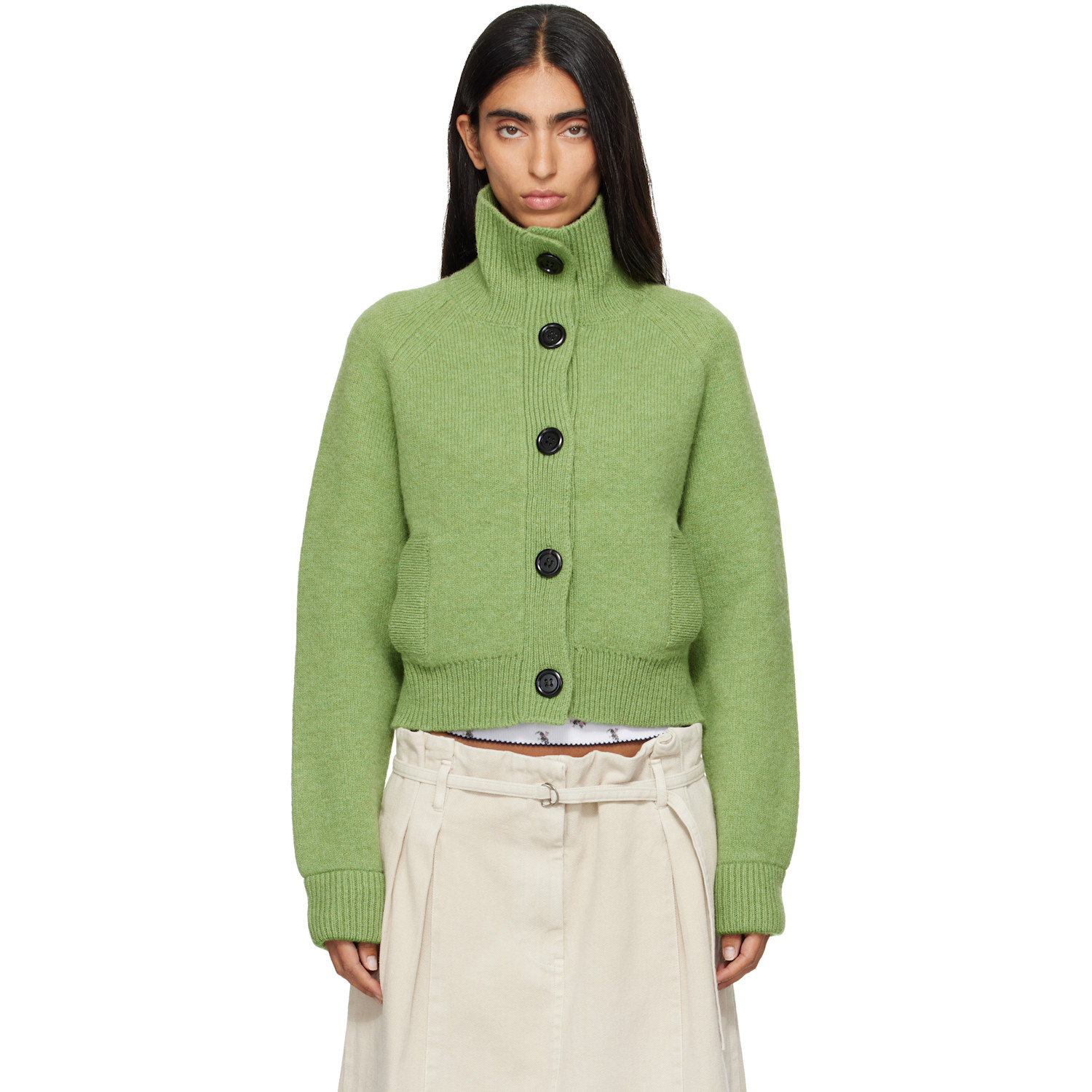 B.b. Wallace Green Hesse Cardigan In Pea Green