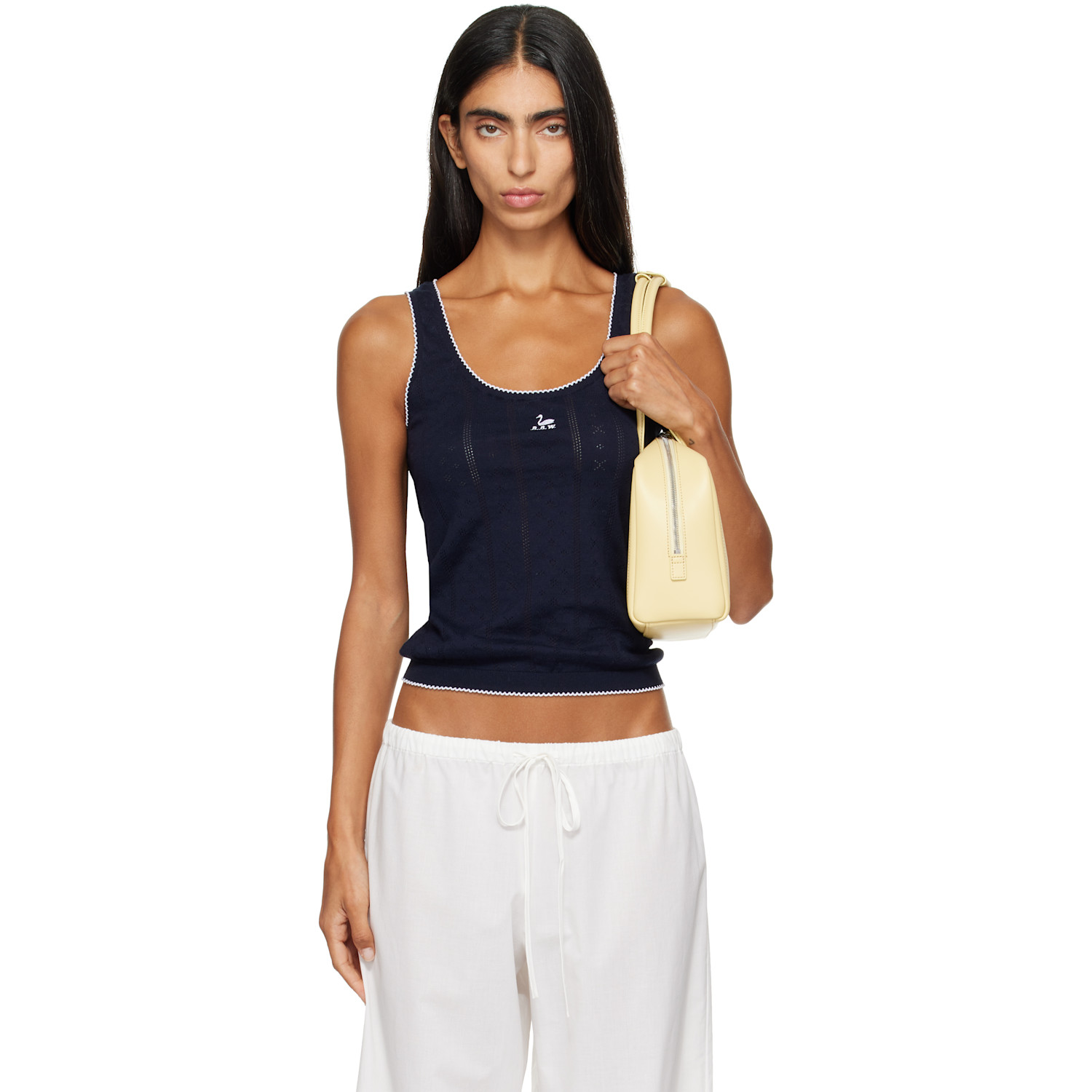 B.b. Wallace Navy Walker Tank Top In Navy / White (trim)