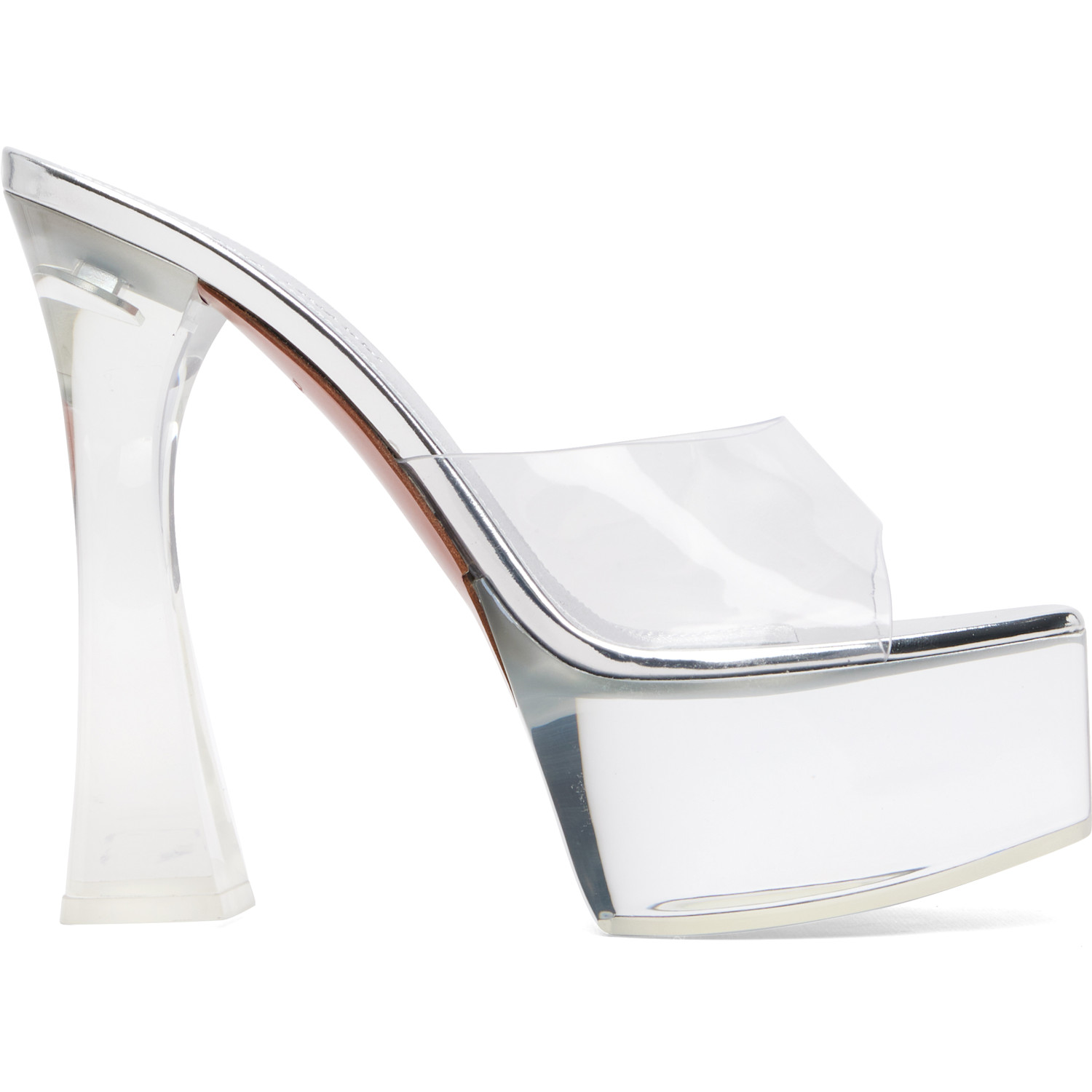 Amina Muaddi Transparent Dalida Glass Plateau Slipper 140 Heeled Sandals