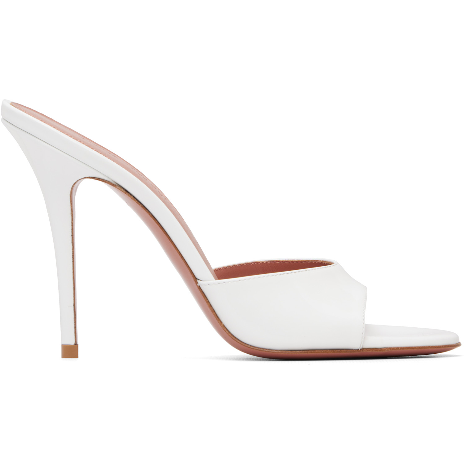 Amina Muaddi White Elodie Slipper 105 Heeled Sandals