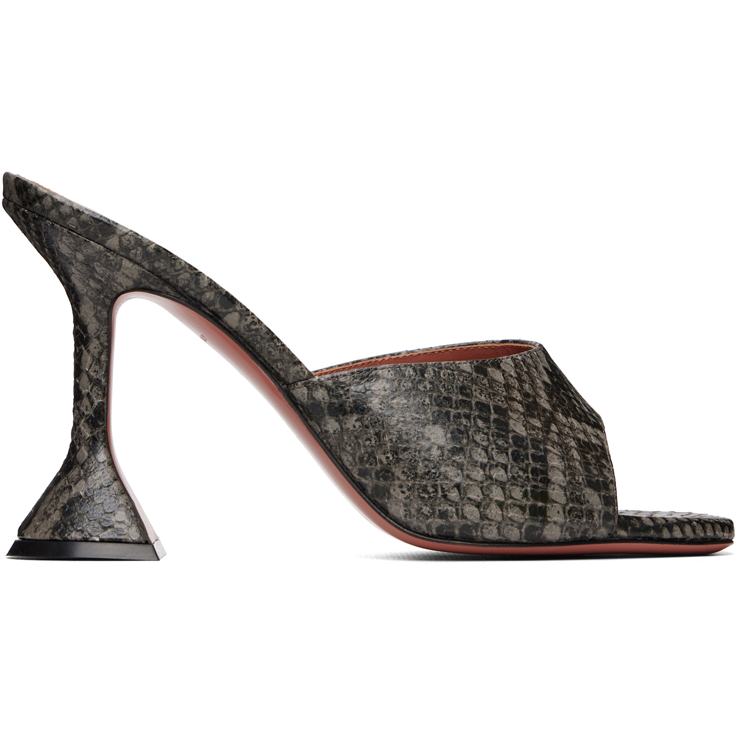 Amina Muaddi Gray Lupita Slipper 95 Heeled Sandals