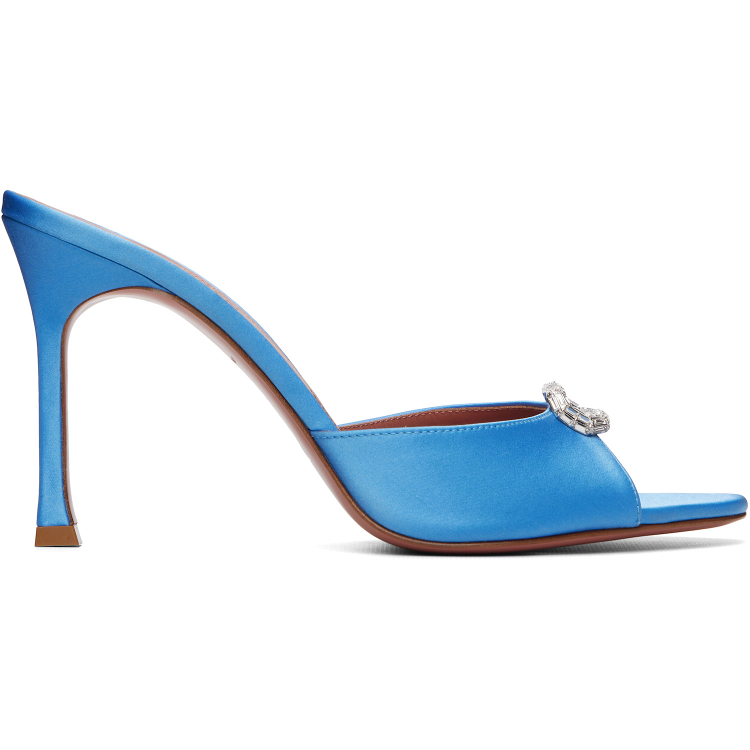 Amina Muaddi Blue Mini Camelia Slipper 95 Heeled Sandals