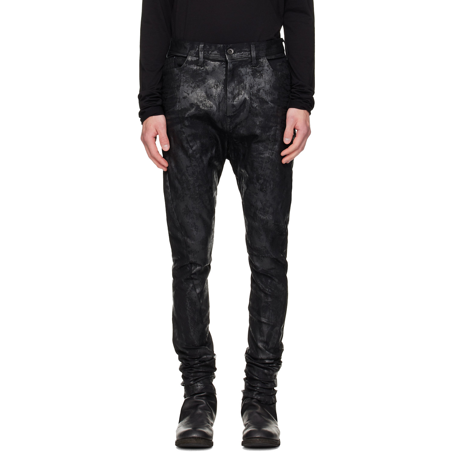 Julius Black Coated Bending Skinny Jeans