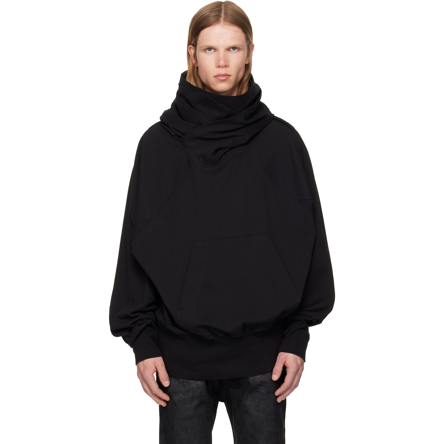 Julius Black W Neck Hoodie