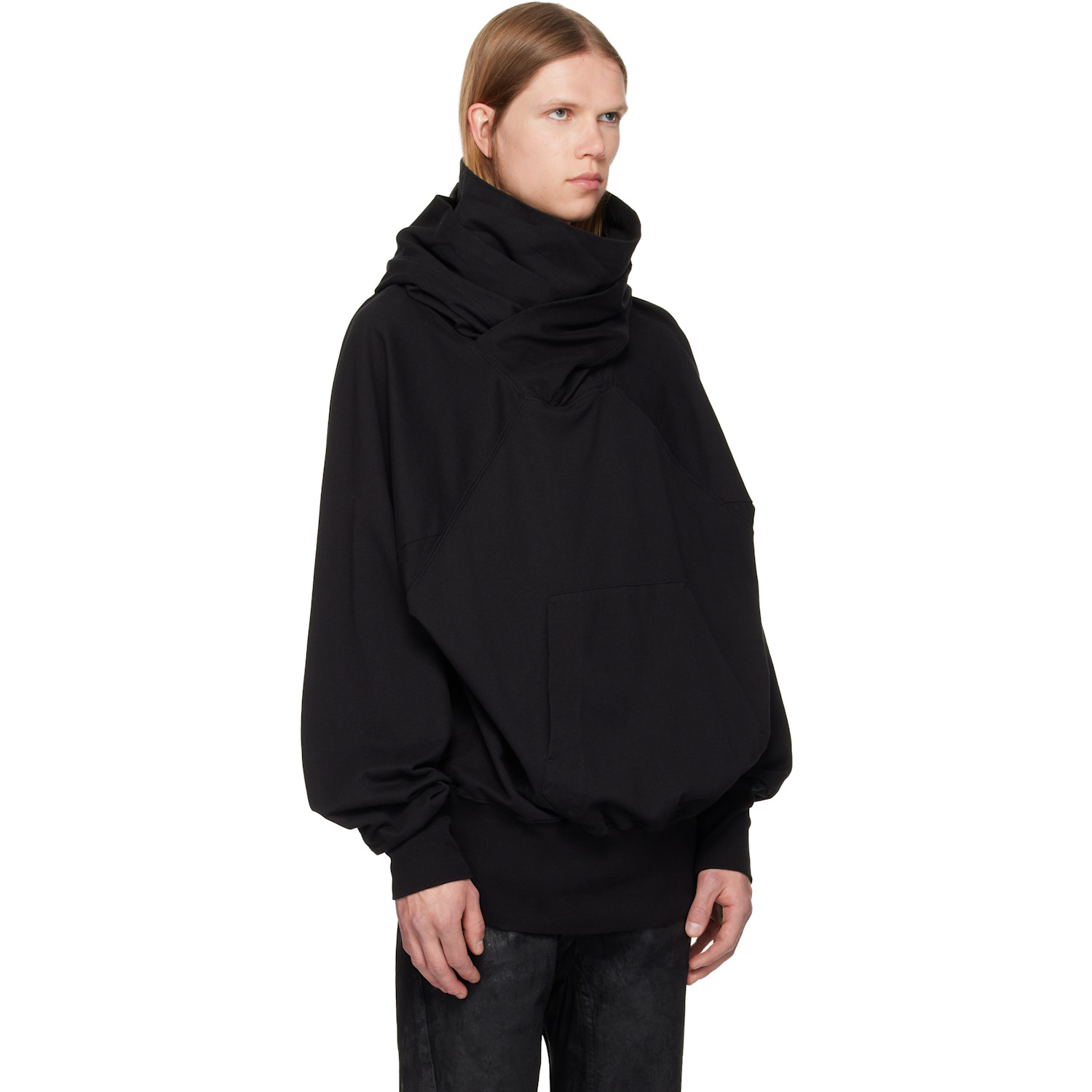  Julius Black W Neck Hoodie 