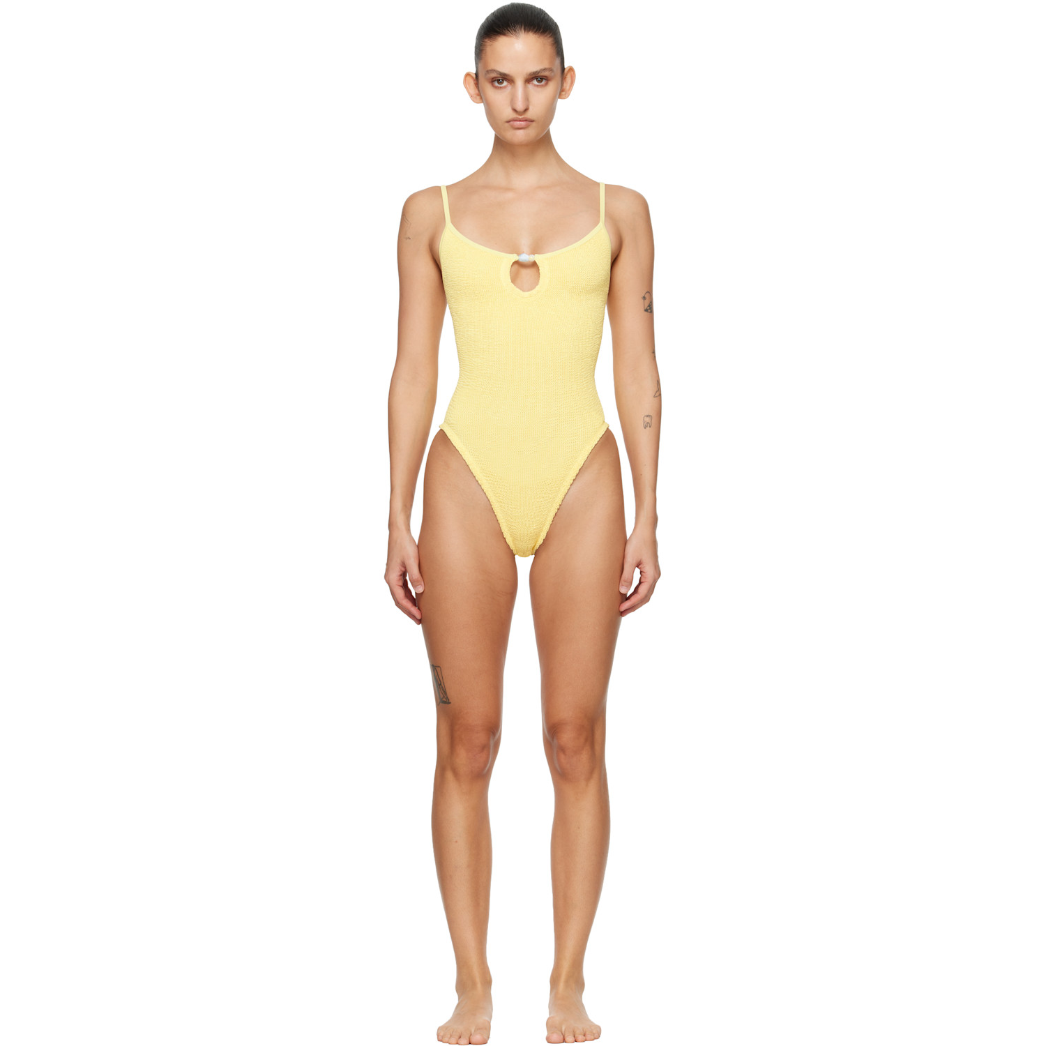 Hunza G Yellow Mia Beaded Swimsuit