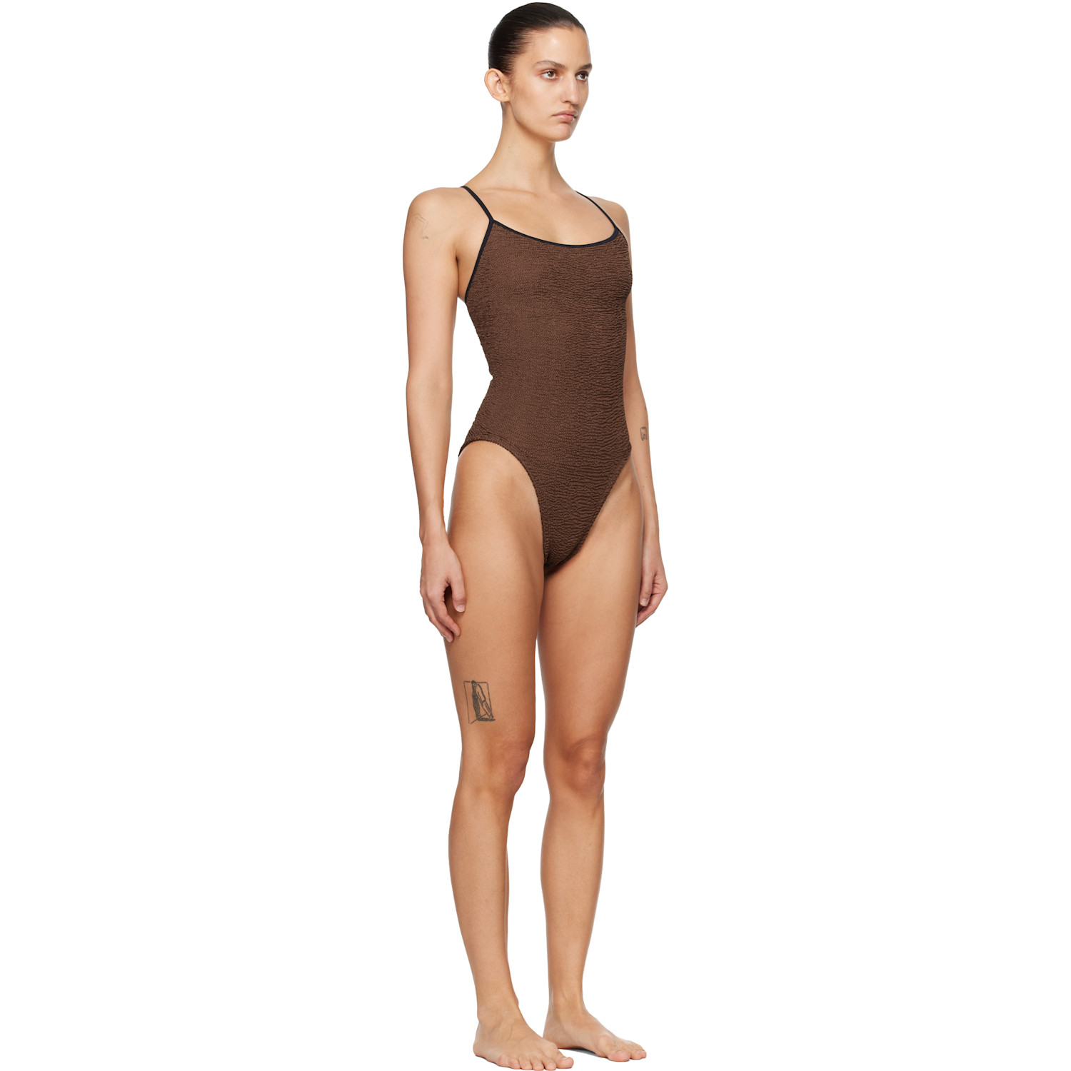  Hunza G Brown Pamela Contrast Swimsuit 