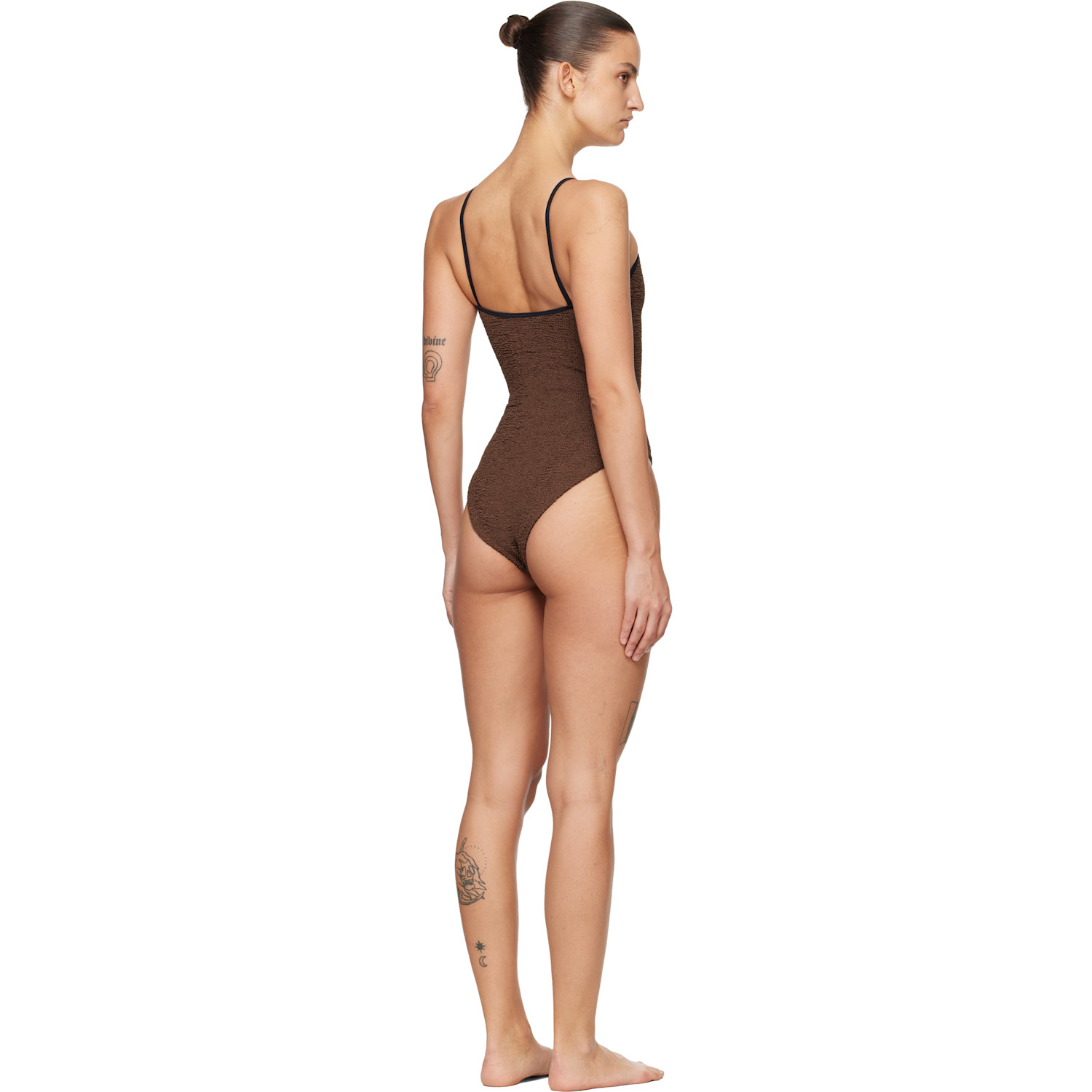  Hunza G Brown Pamela Contrast Swimsuit 