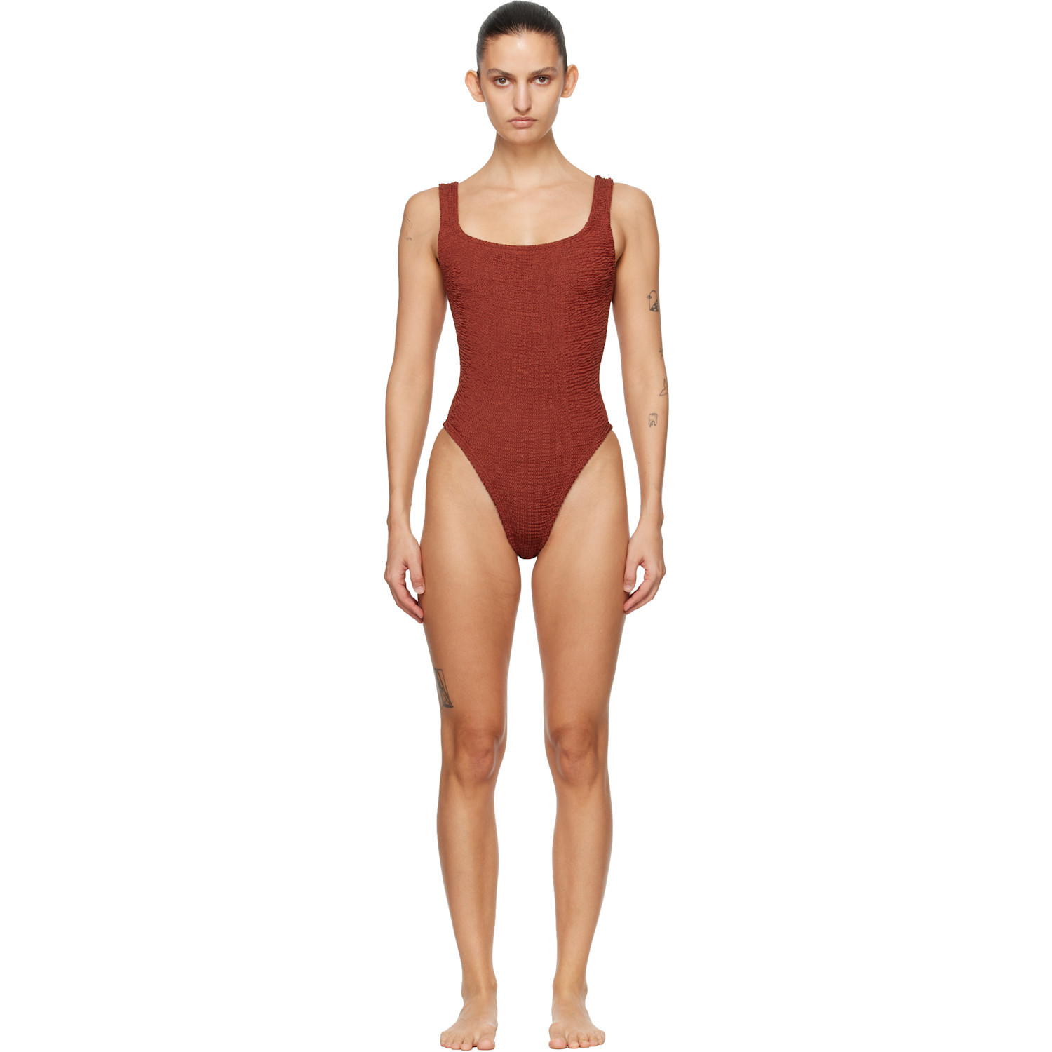 Hunza G Burgundy Square Neck Swimsuit