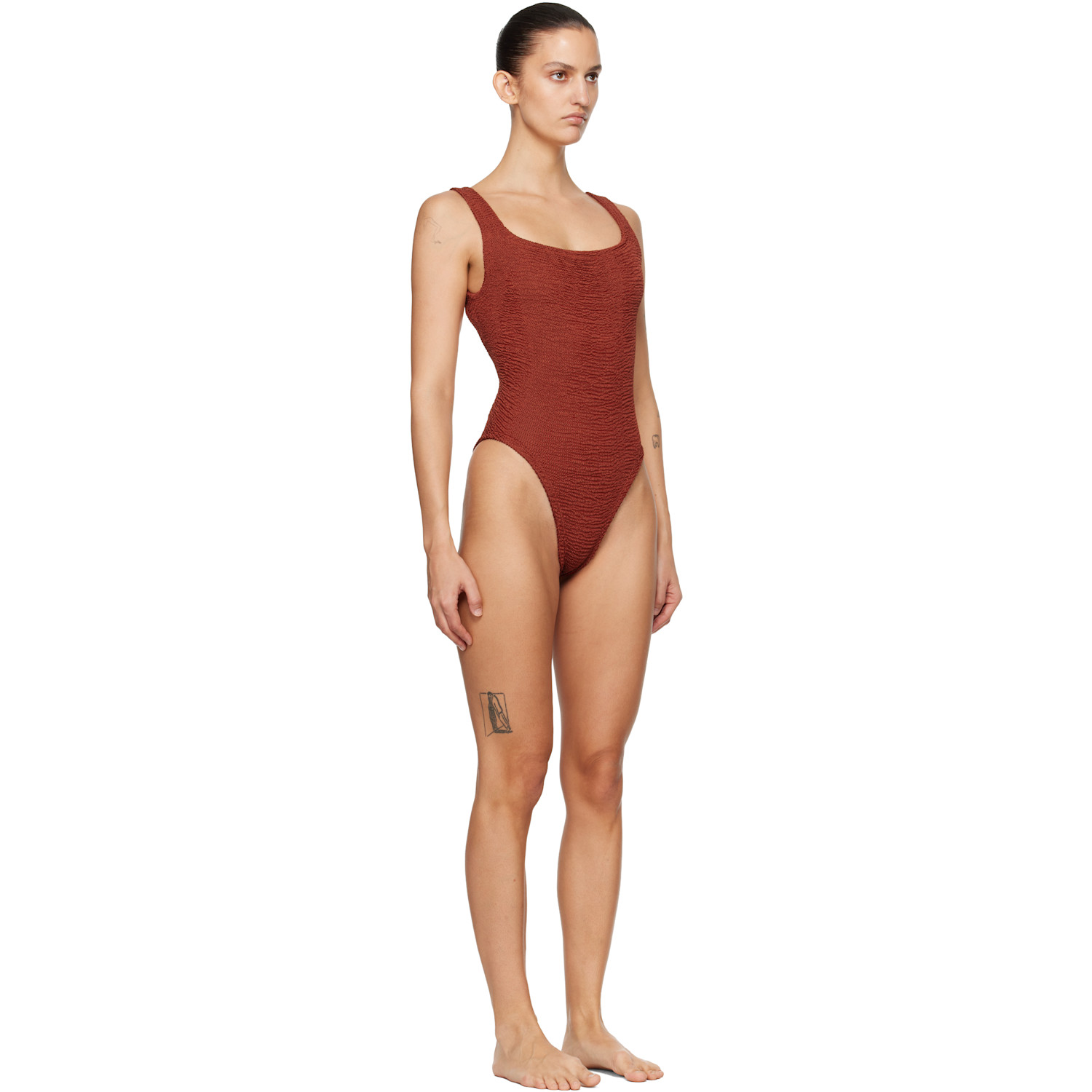  Hunza G Burgundy Square Neck Swimsuit 