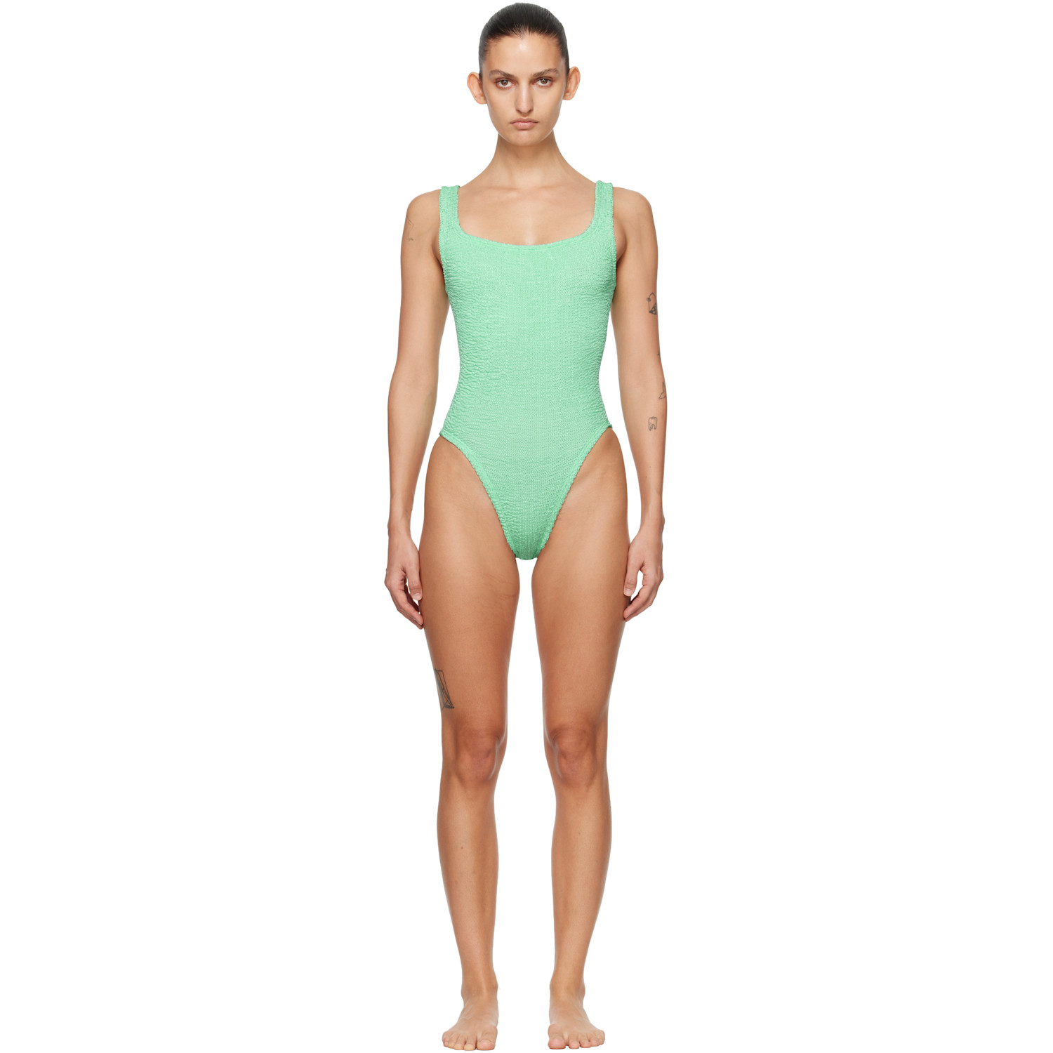 Hunza G Green Square Neck Swimsuit