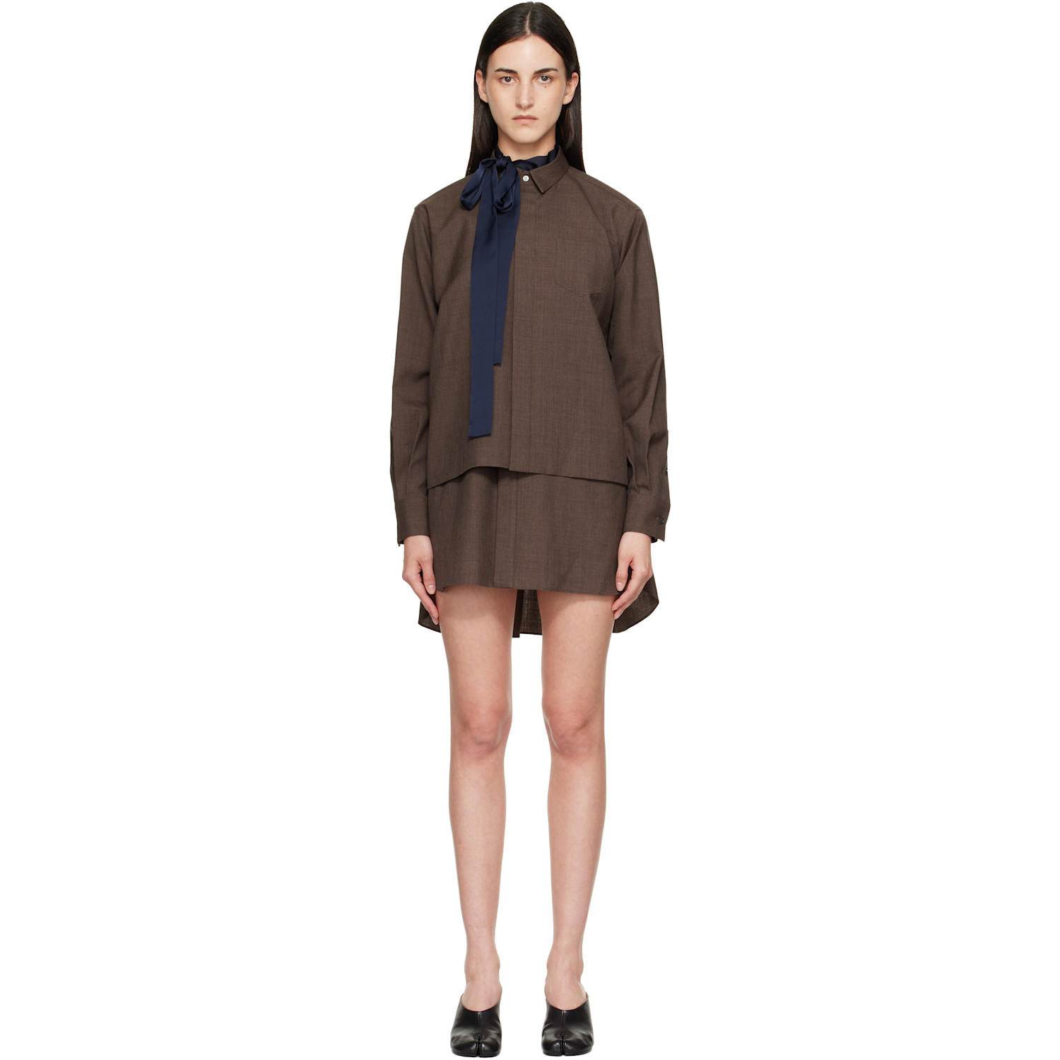 sacai Brown Suiting Minidress