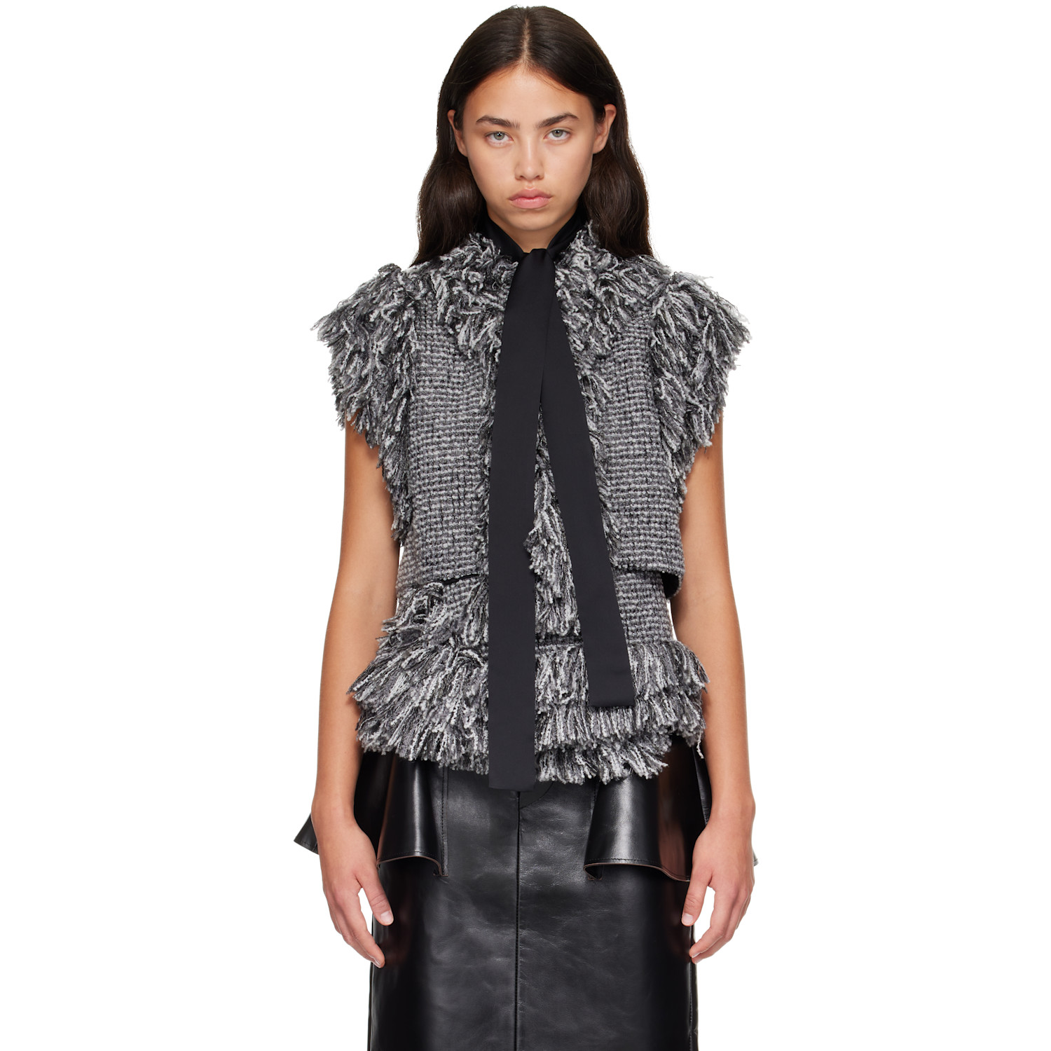 sacai Gray Tweed Vest