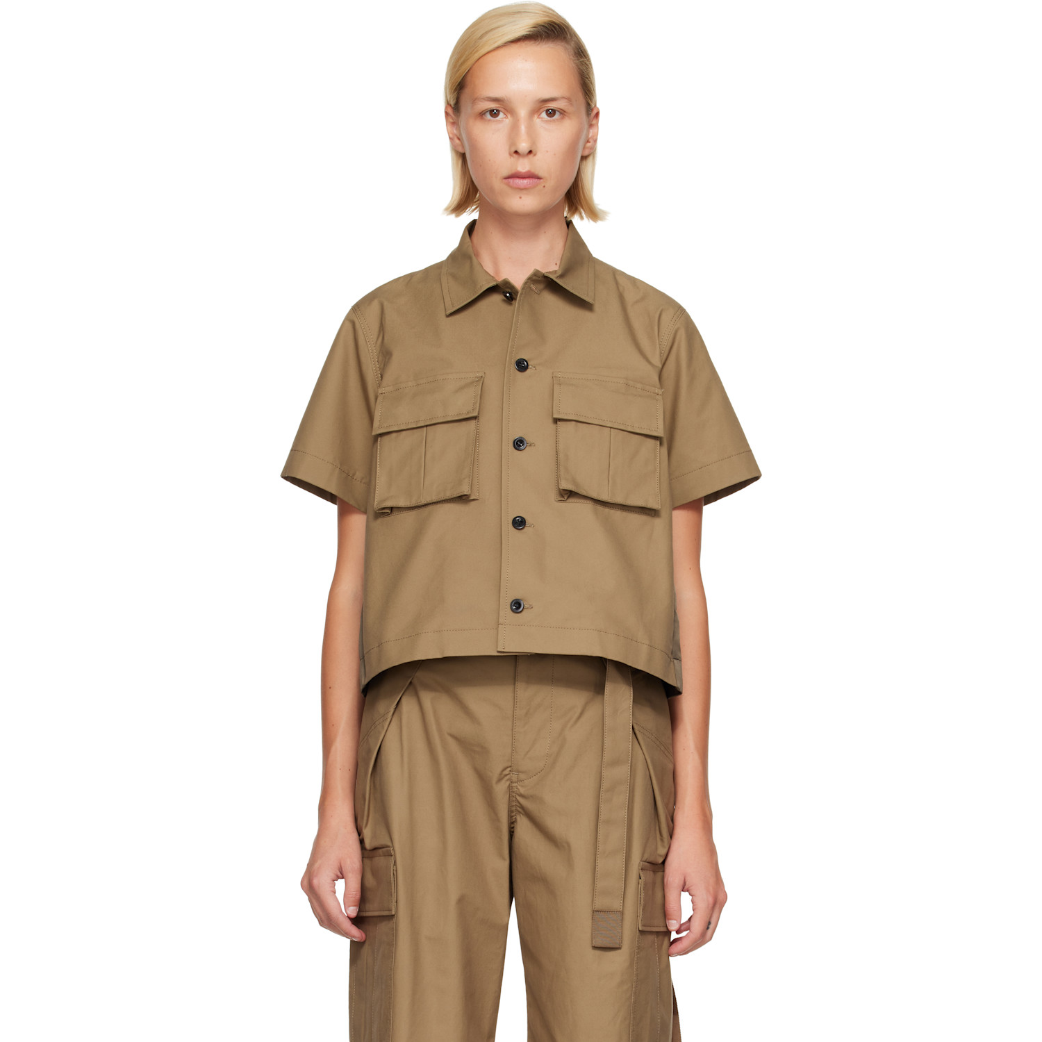 sacai Khaki Cotton Weather Shirt
