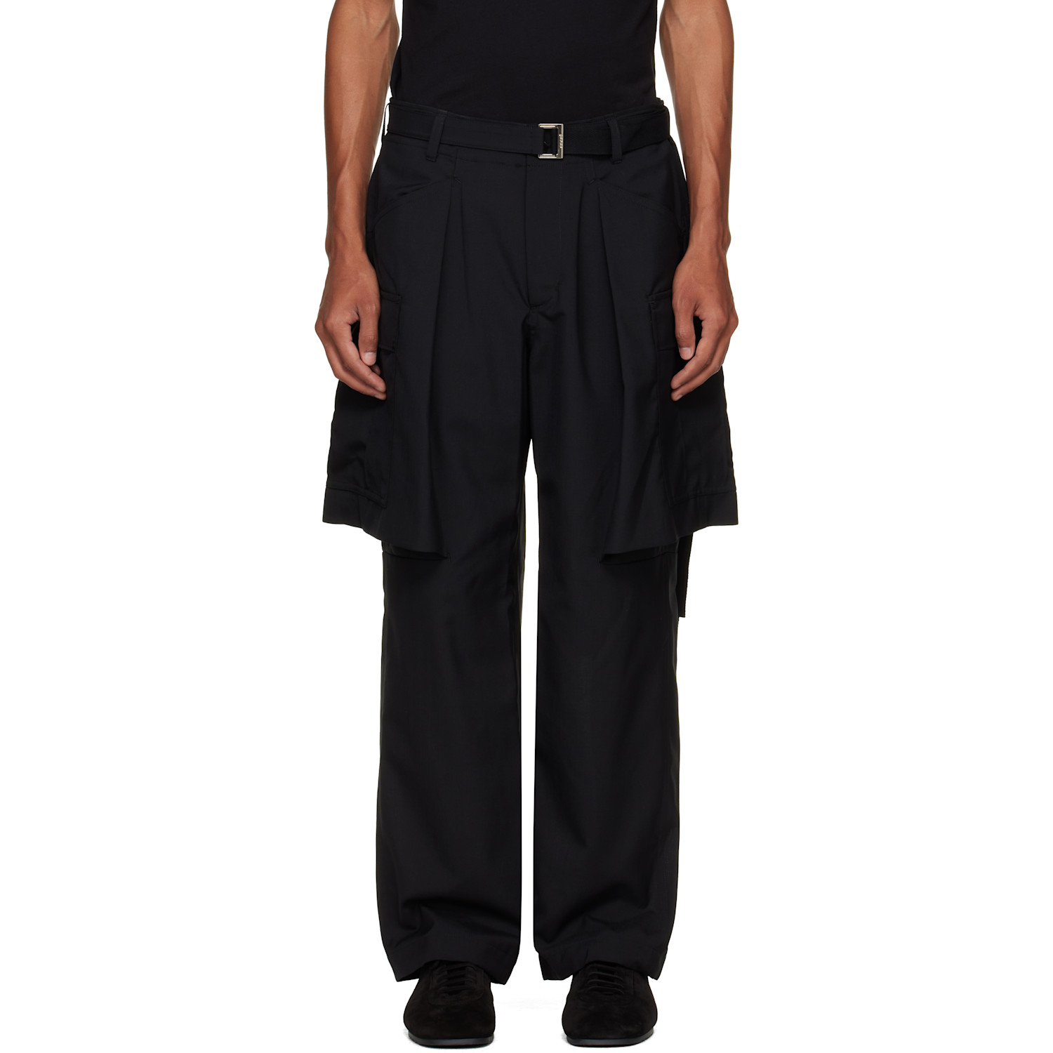 sacai Black Suiting Cargo Pants