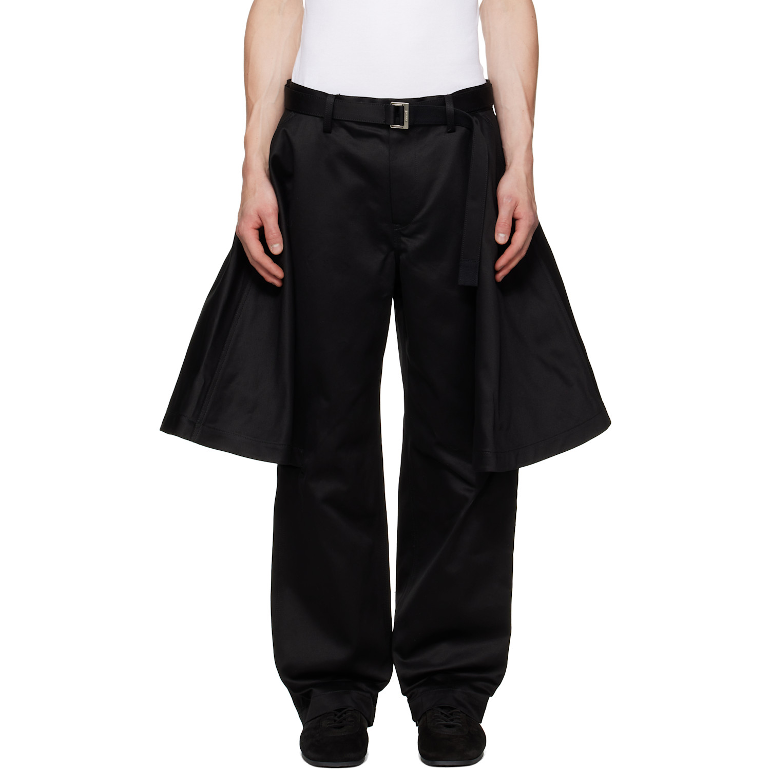 sacai Black Cotton Chino Trousers