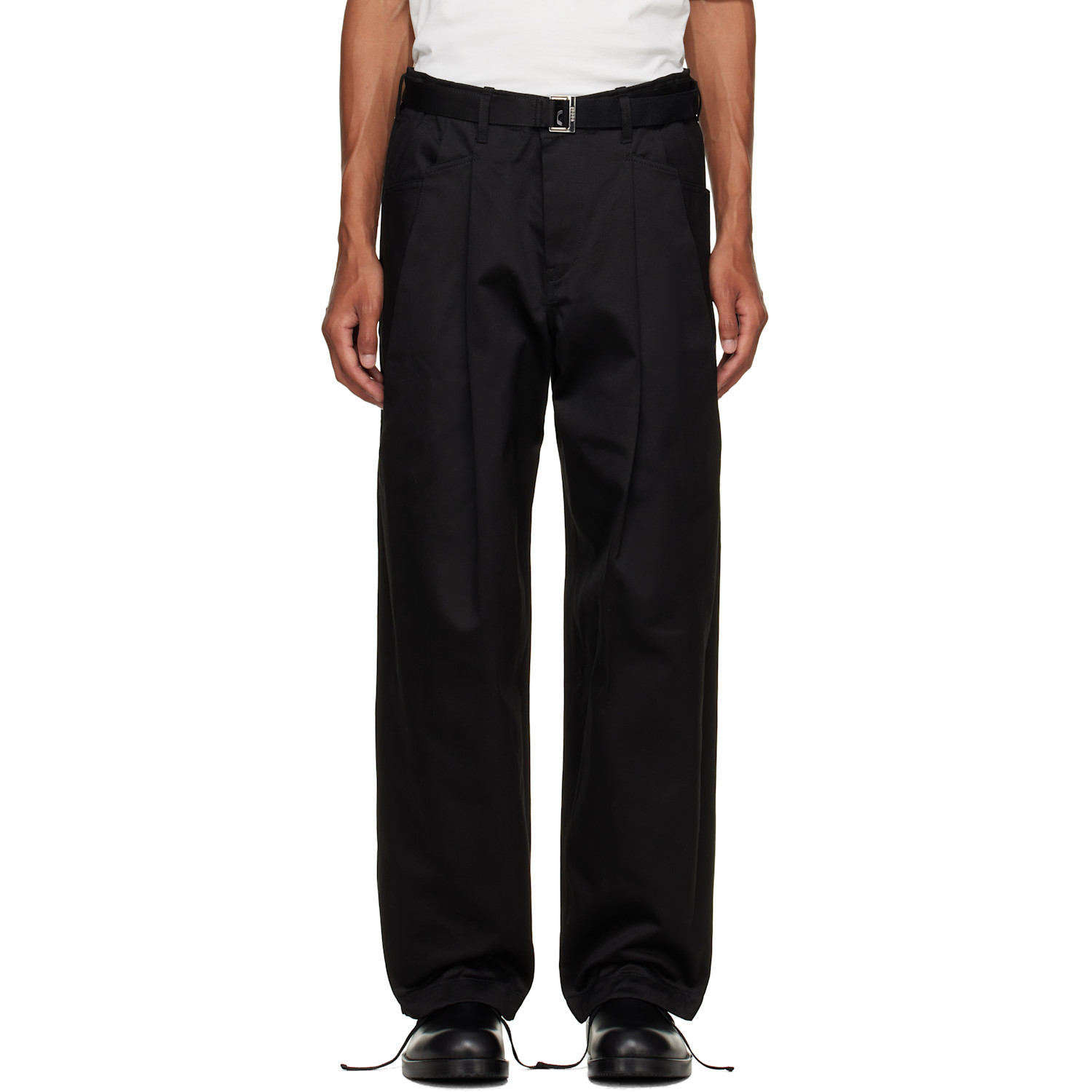 sacai Black Cotton Chino Trousers
