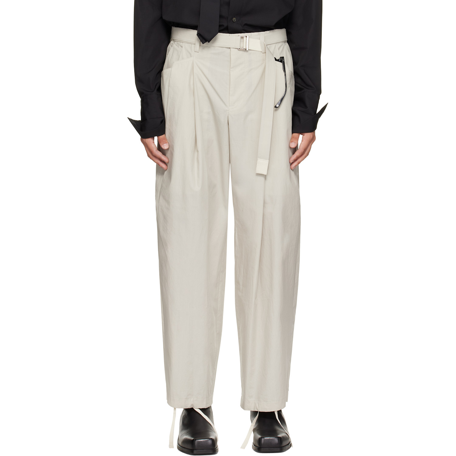 sacai Off-White Cotton Typewriter Trousers