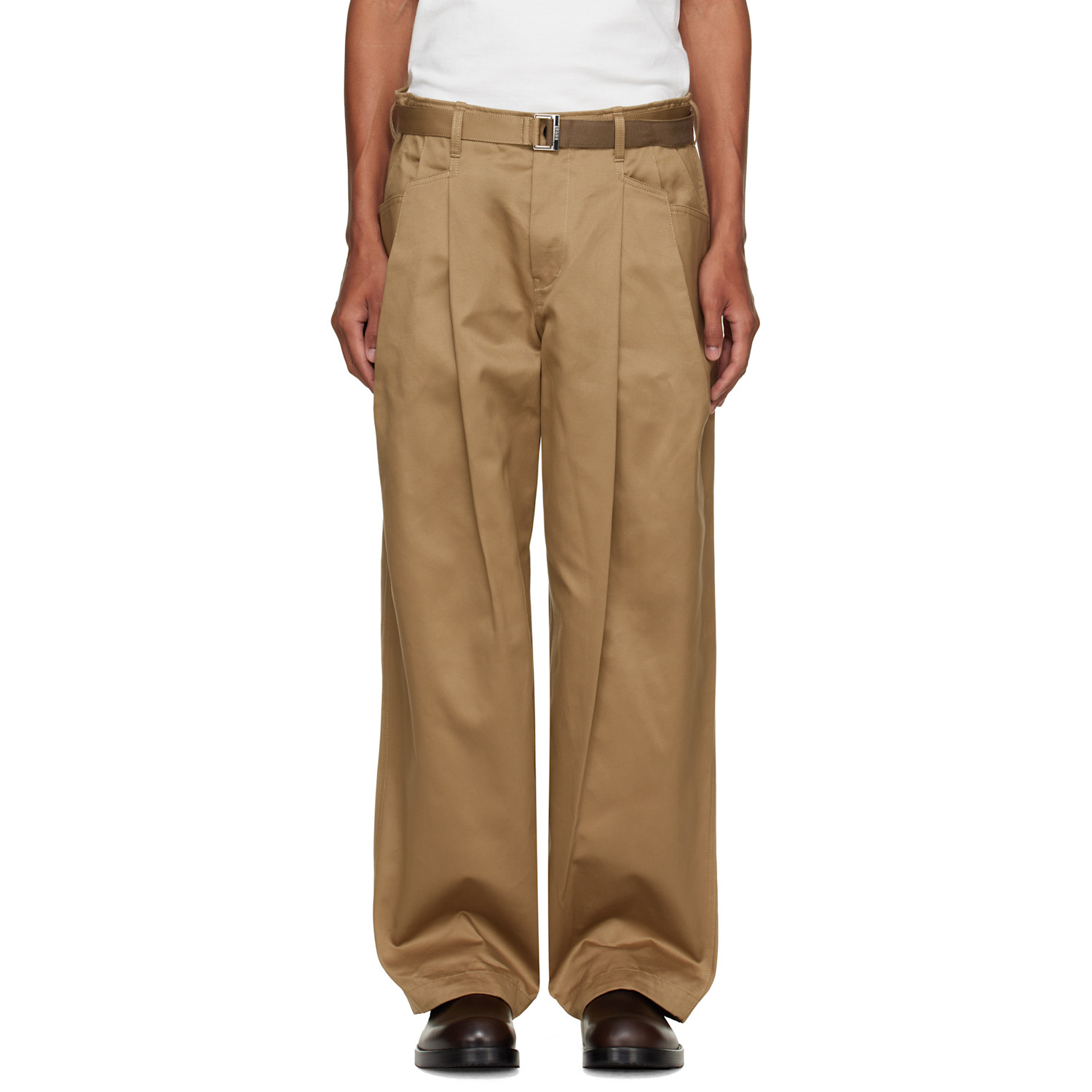 sacai Beige Cotton Chino Trousers