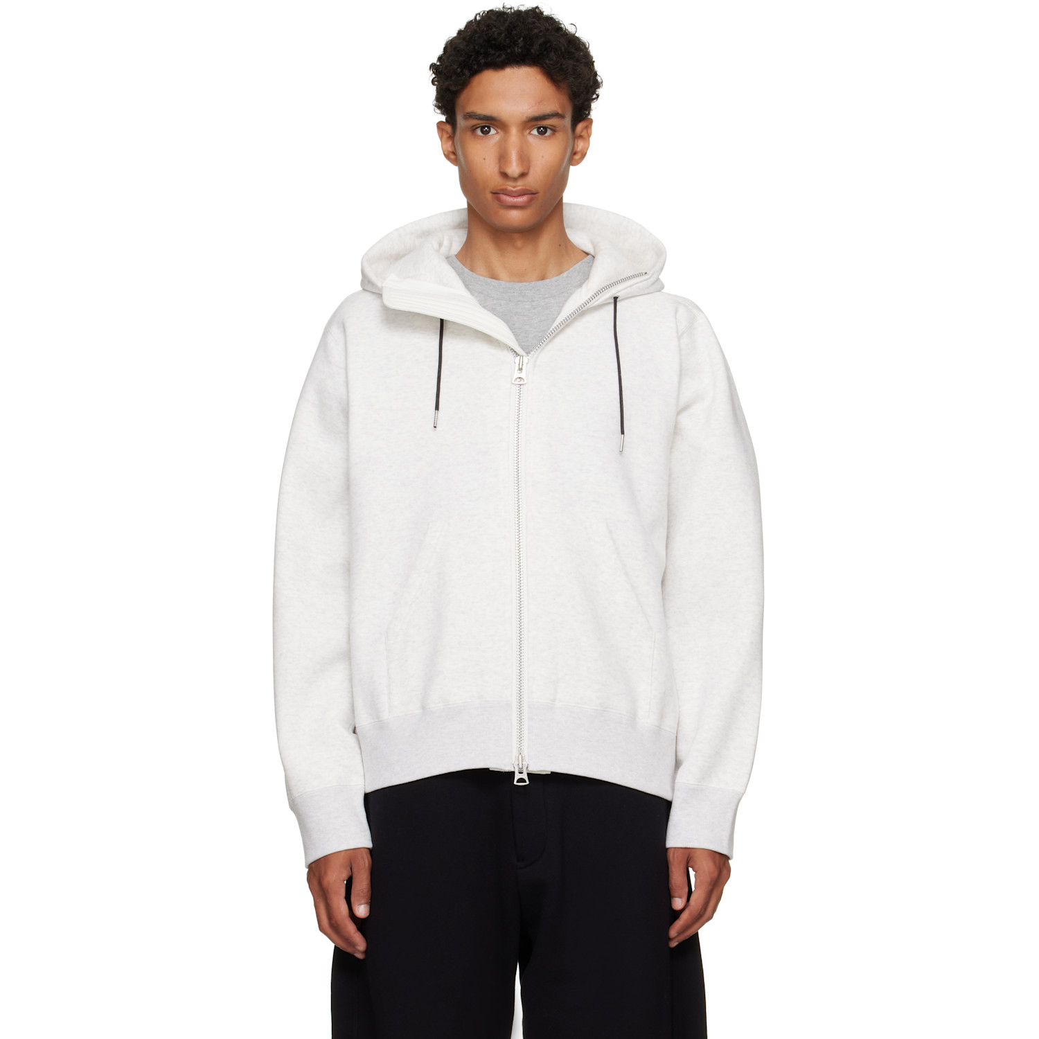sacai Off-White Cotton Jersey Hoodie