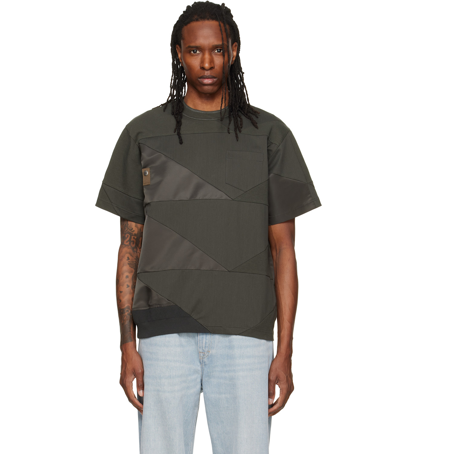 sacai Khaki A.P.C. Edition Quilts T-shirt