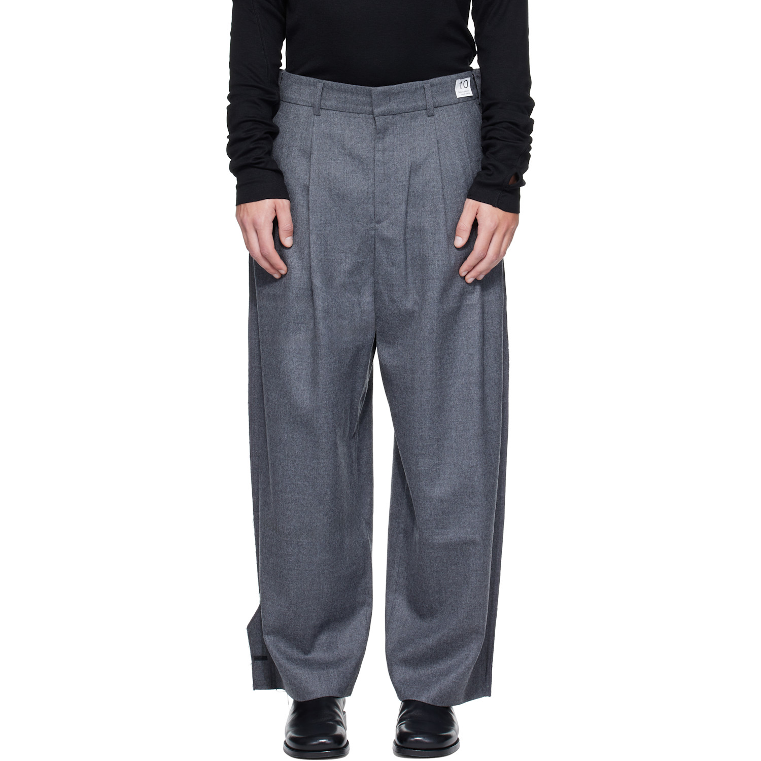 RE;CODE Gray Jacket-Sleeve Patched Trousers