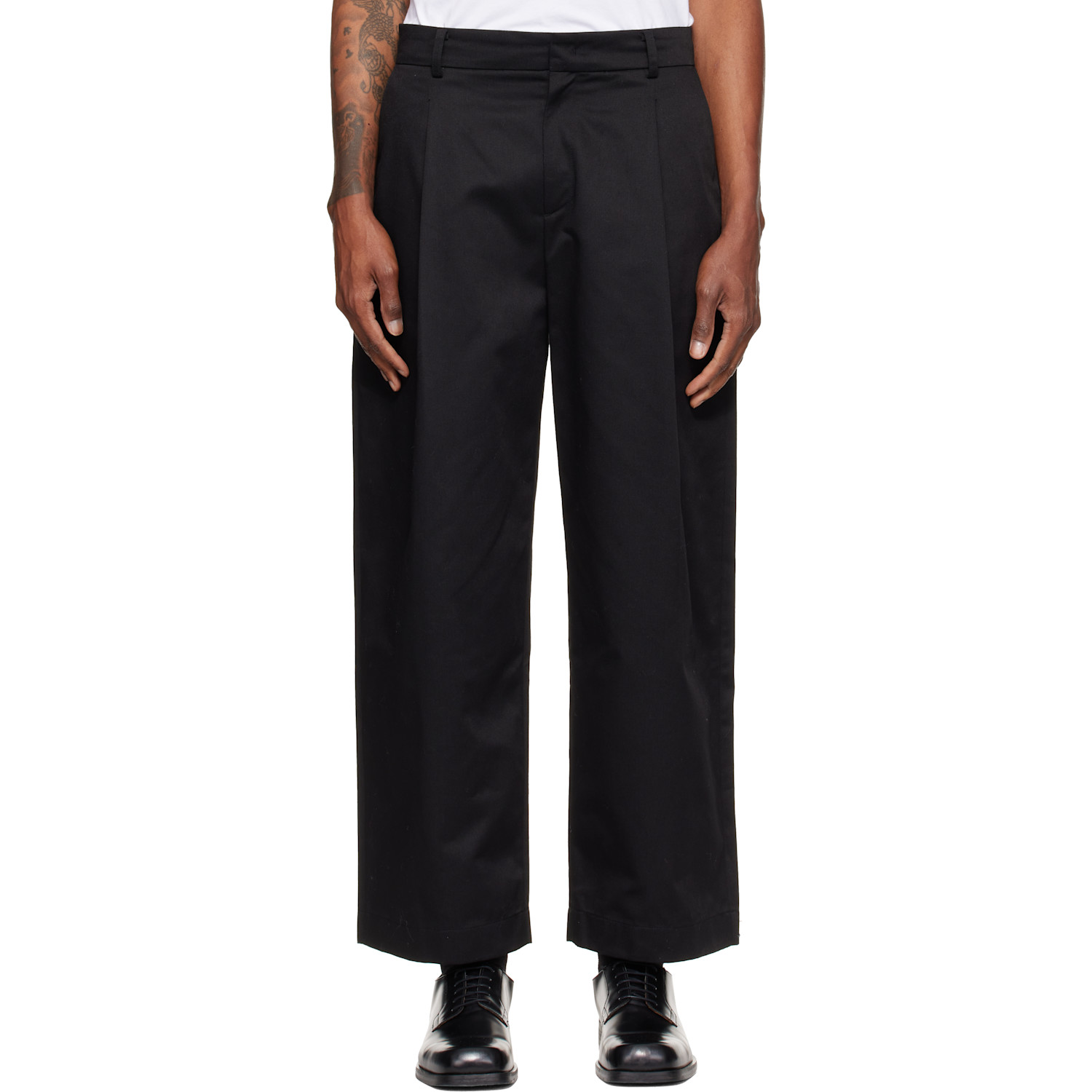 RE;CODE Black Raw-Edged Trousers