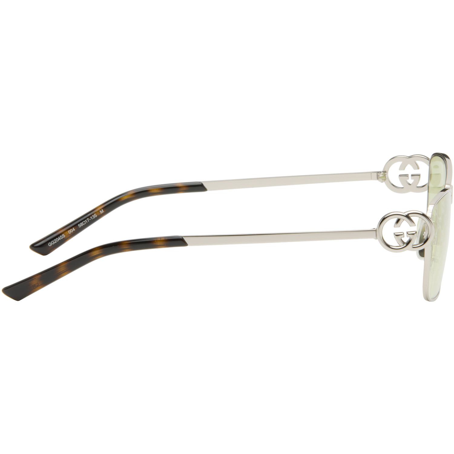  Gucci Silver Rectangular Frame Sunglasses 