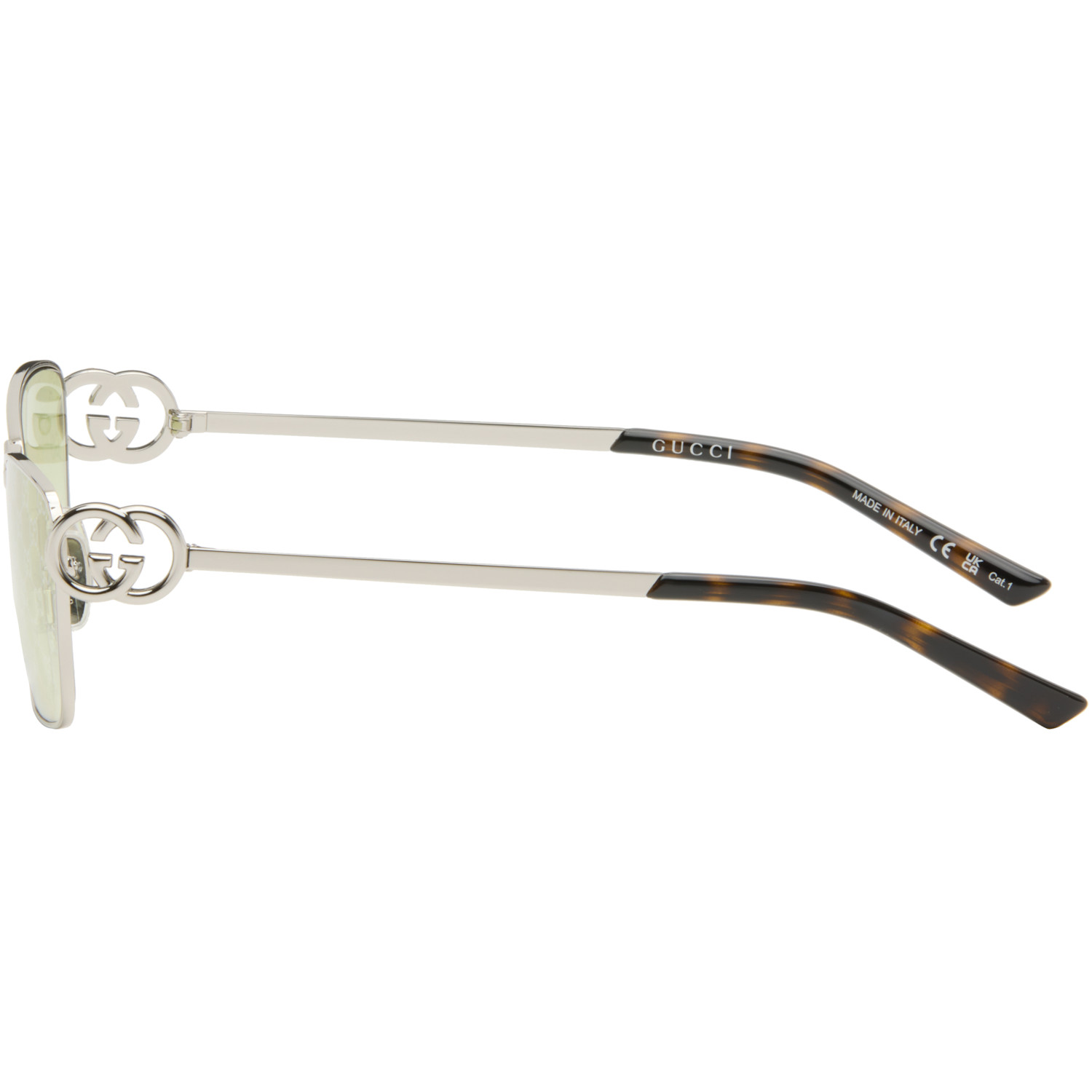  Gucci Silver Rectangular Frame Sunglasses 