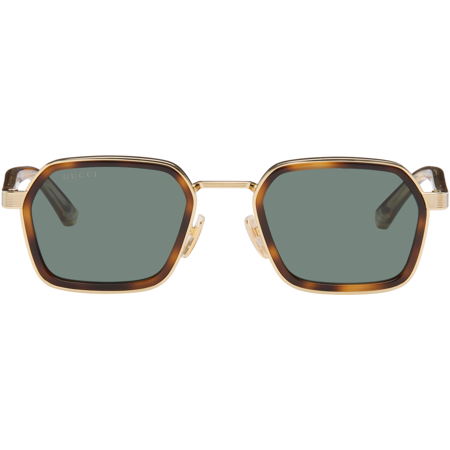 Gucci Gold & Brown Sqaure Frame Sunglasses