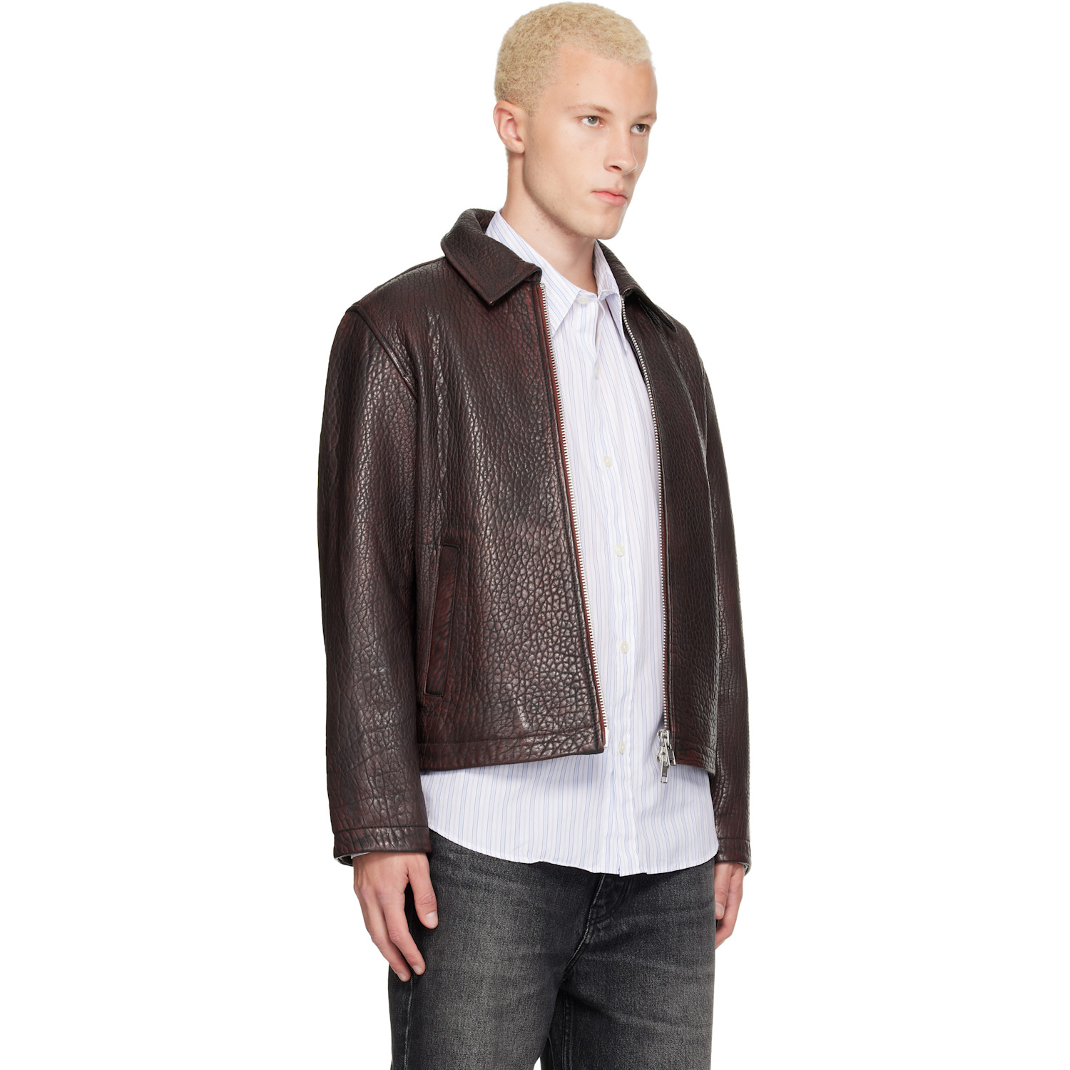  Sunflower Burgundy Short Leather Jacket 