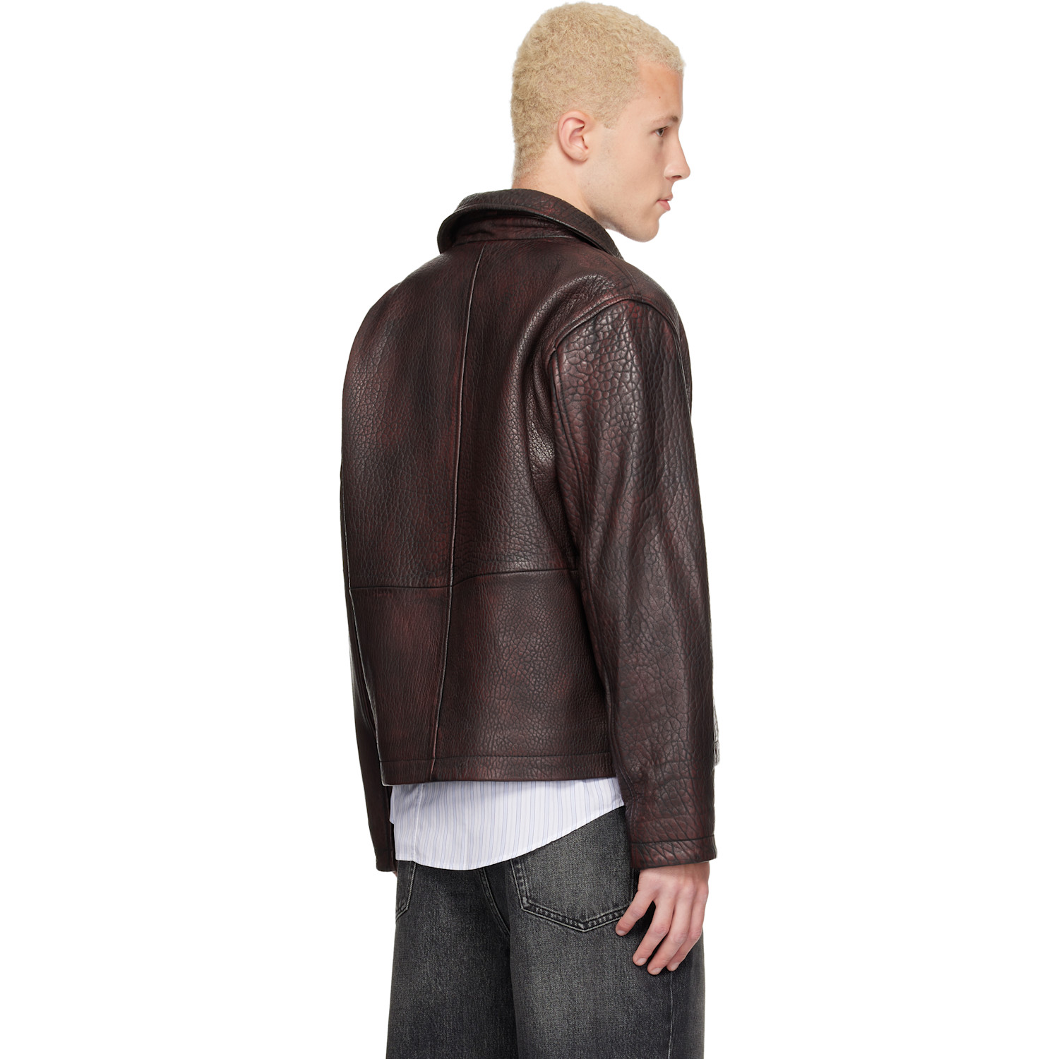  Sunflower Burgundy Short Leather Jacket 