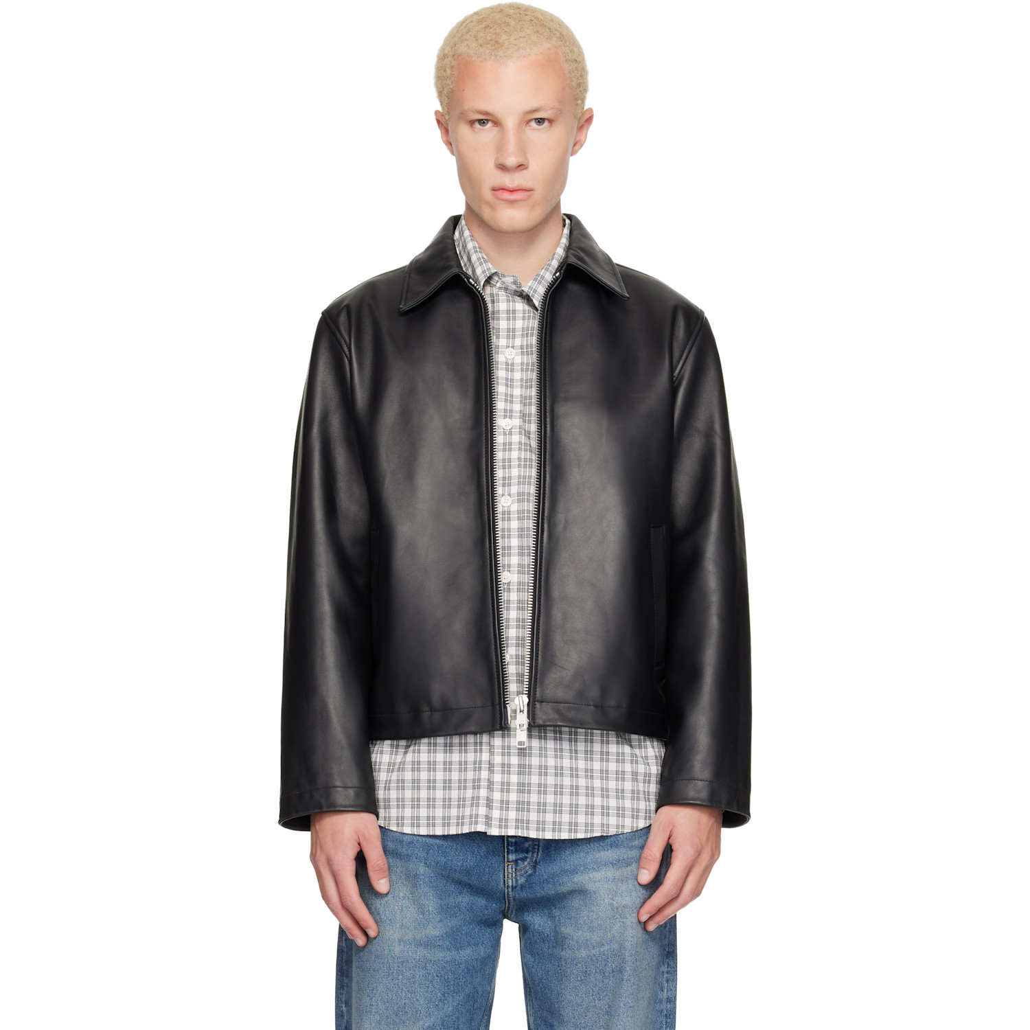 Sunflower Black Short Leather Jacket